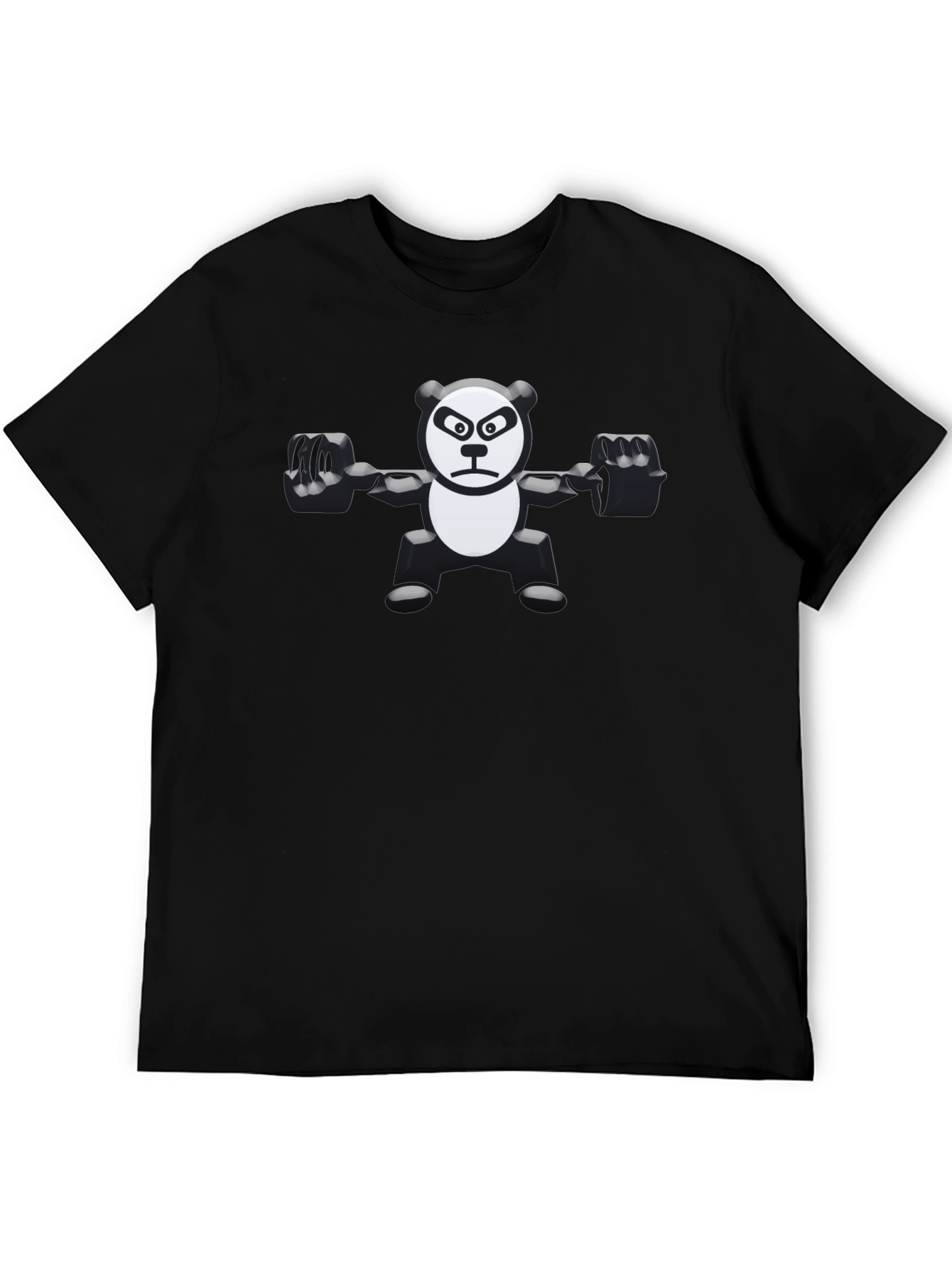 Weightlifting Panda Graphic Tee - Black Cotton