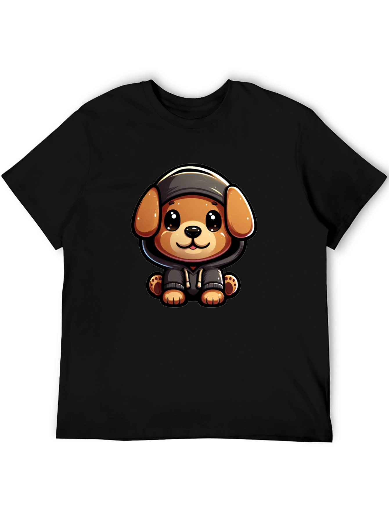 Cute Cartoon Dog in Hoodie T-Shirt