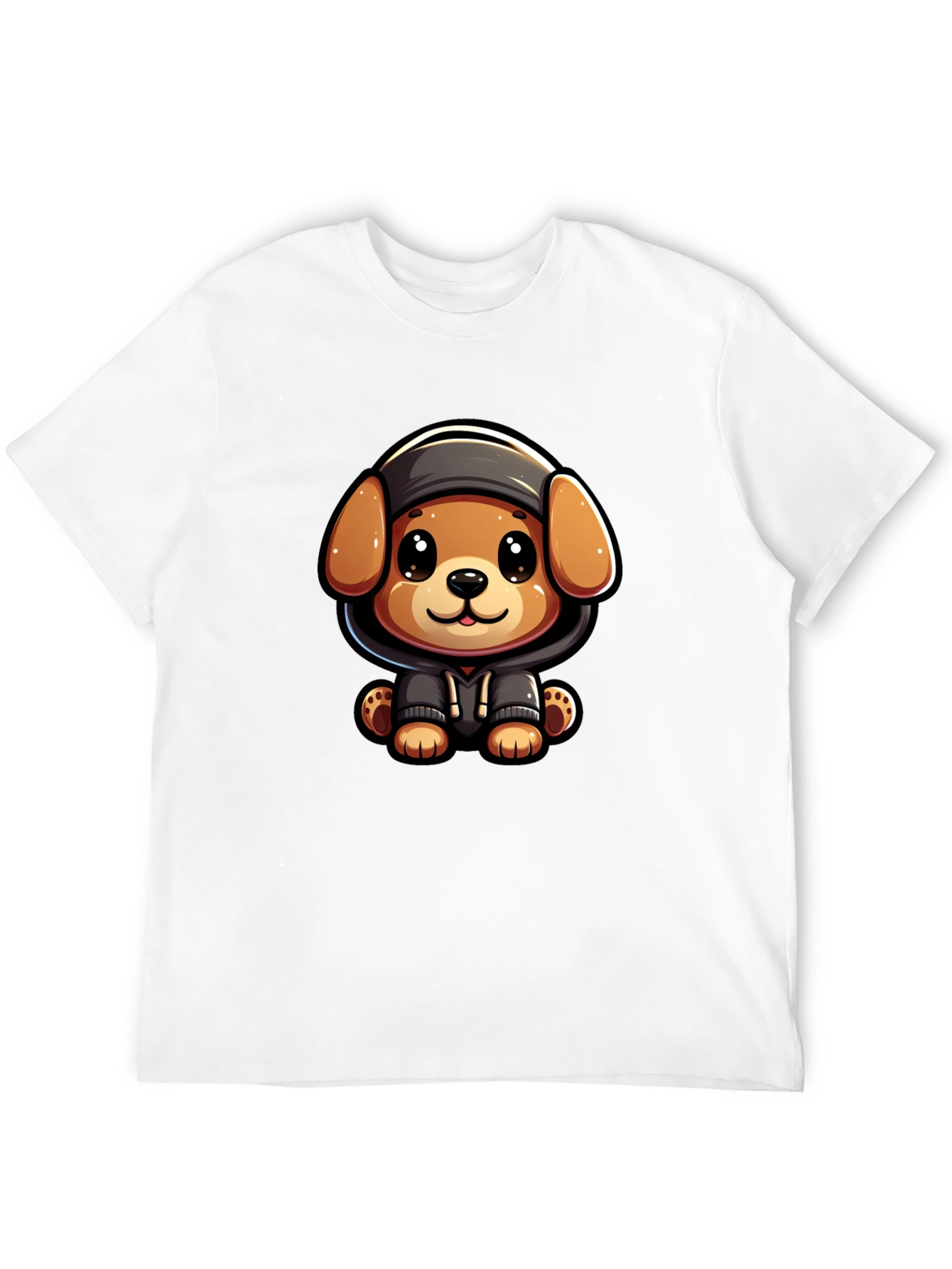 Cute Cartoon Dog in Hoodie T-Shirt