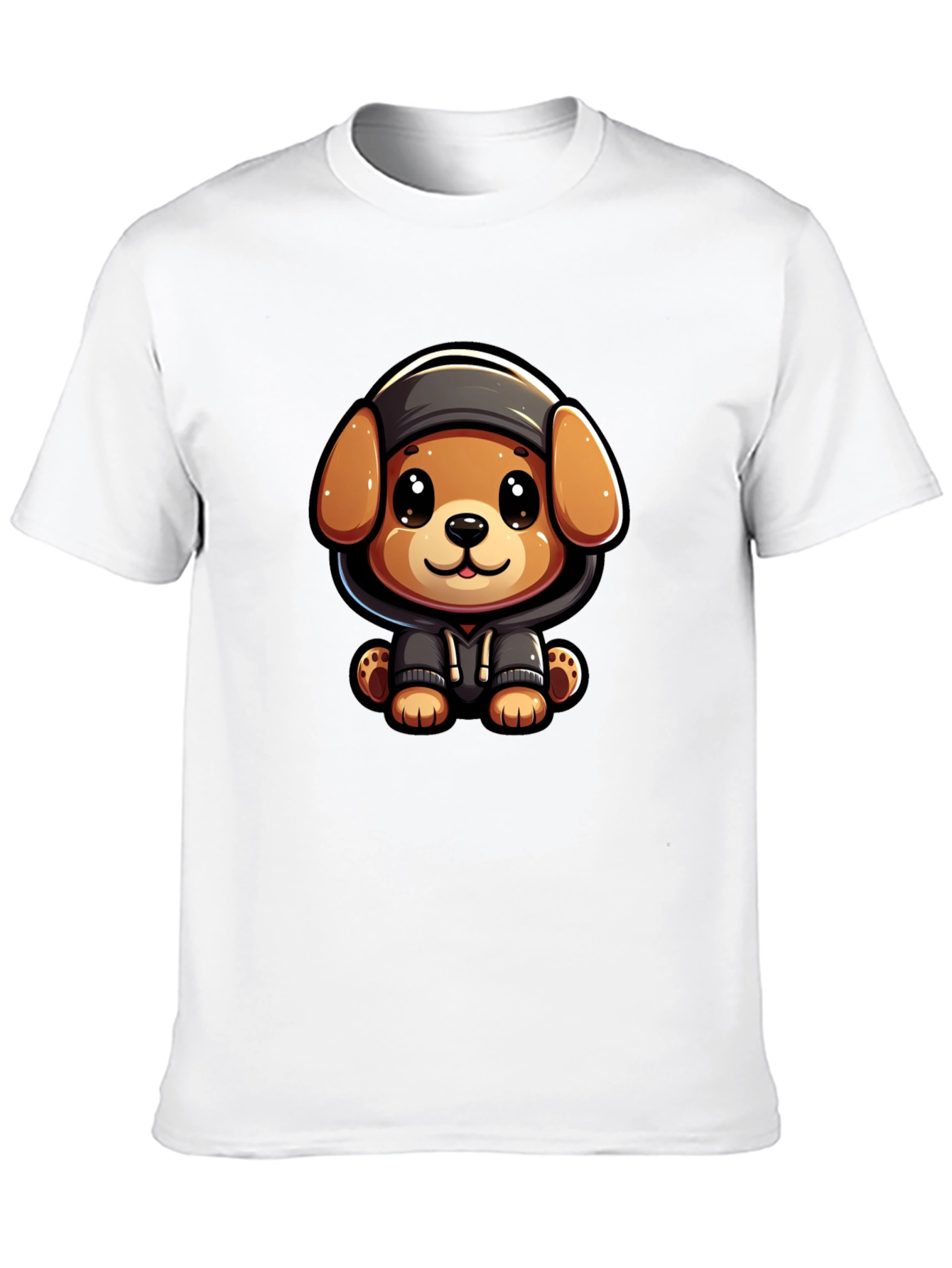 Cute Cartoon Dog in Hoodie T-Shirt