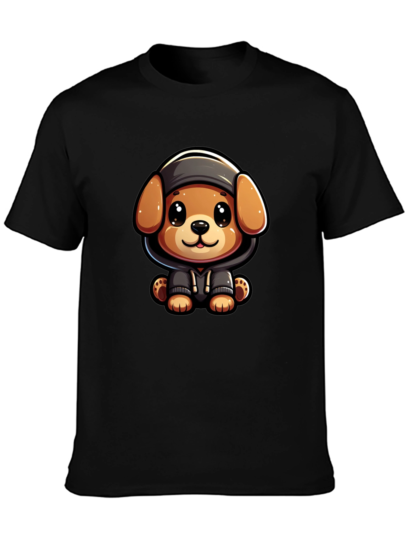 Cute Cartoon Dog in Hoodie T-Shirt