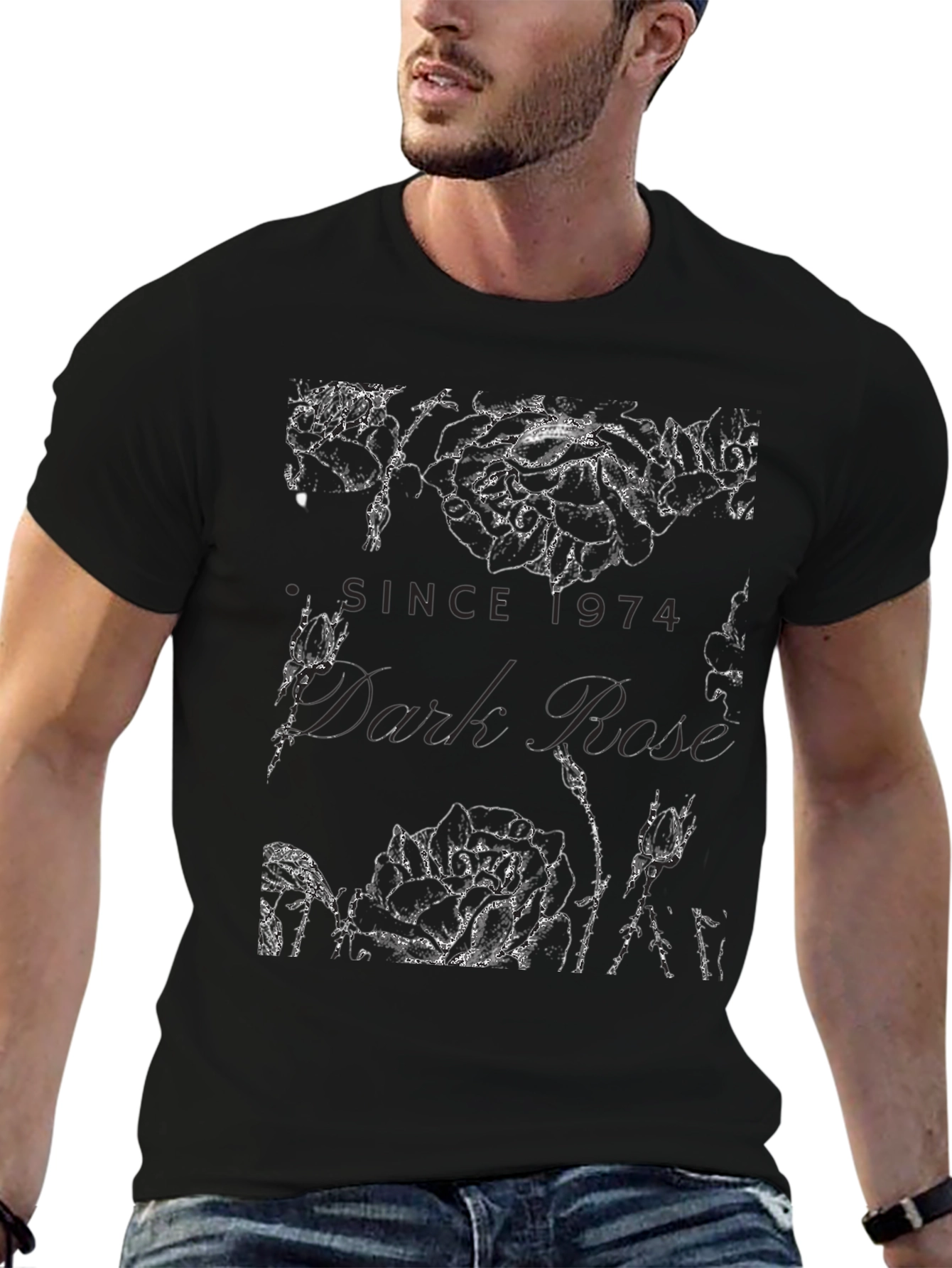 Dark Rose Graphic Tee - Since 1974 Black T-Shirt