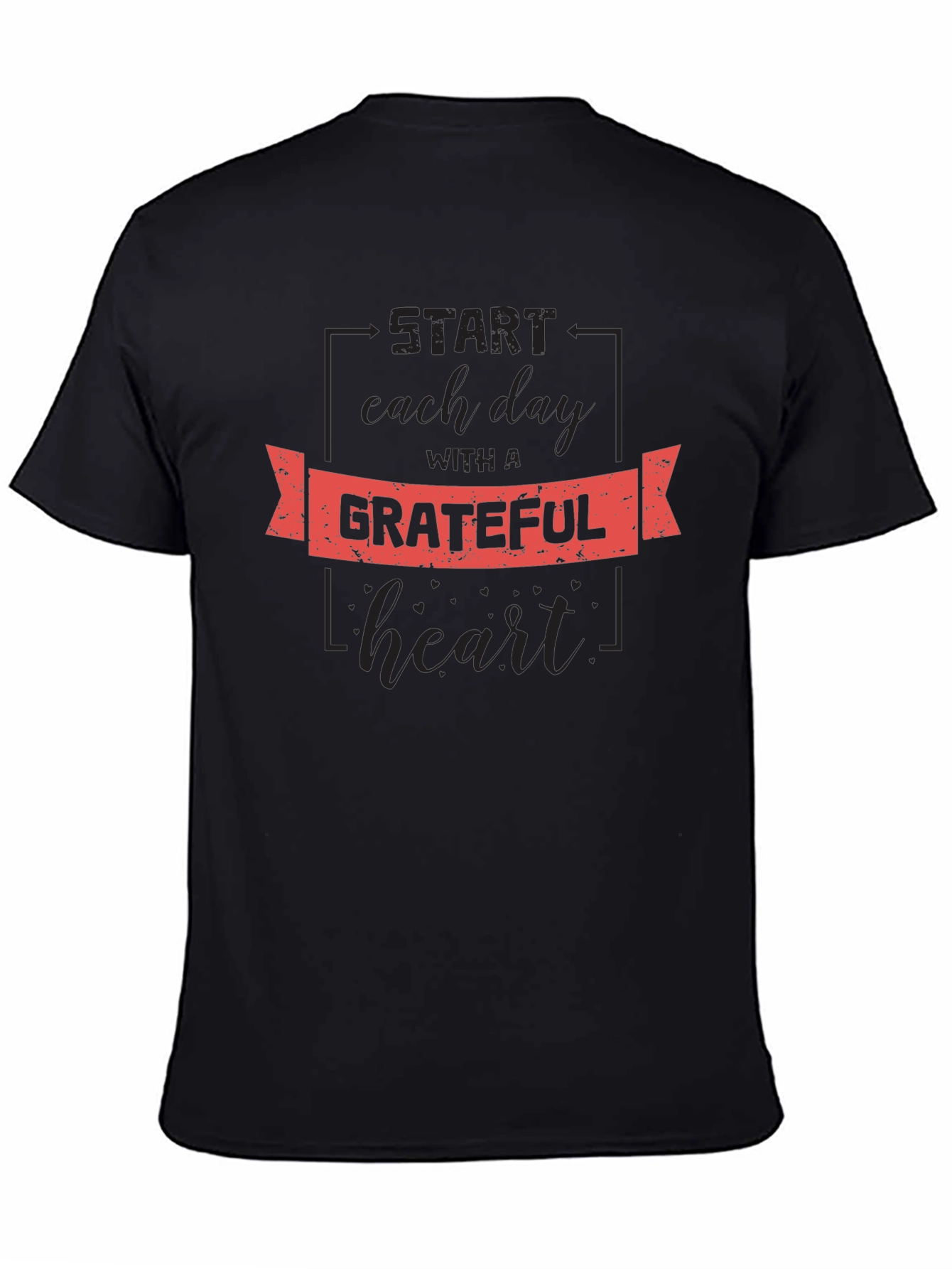 Grateful Heart Graphic Tee - Black Cotton T-Shirt