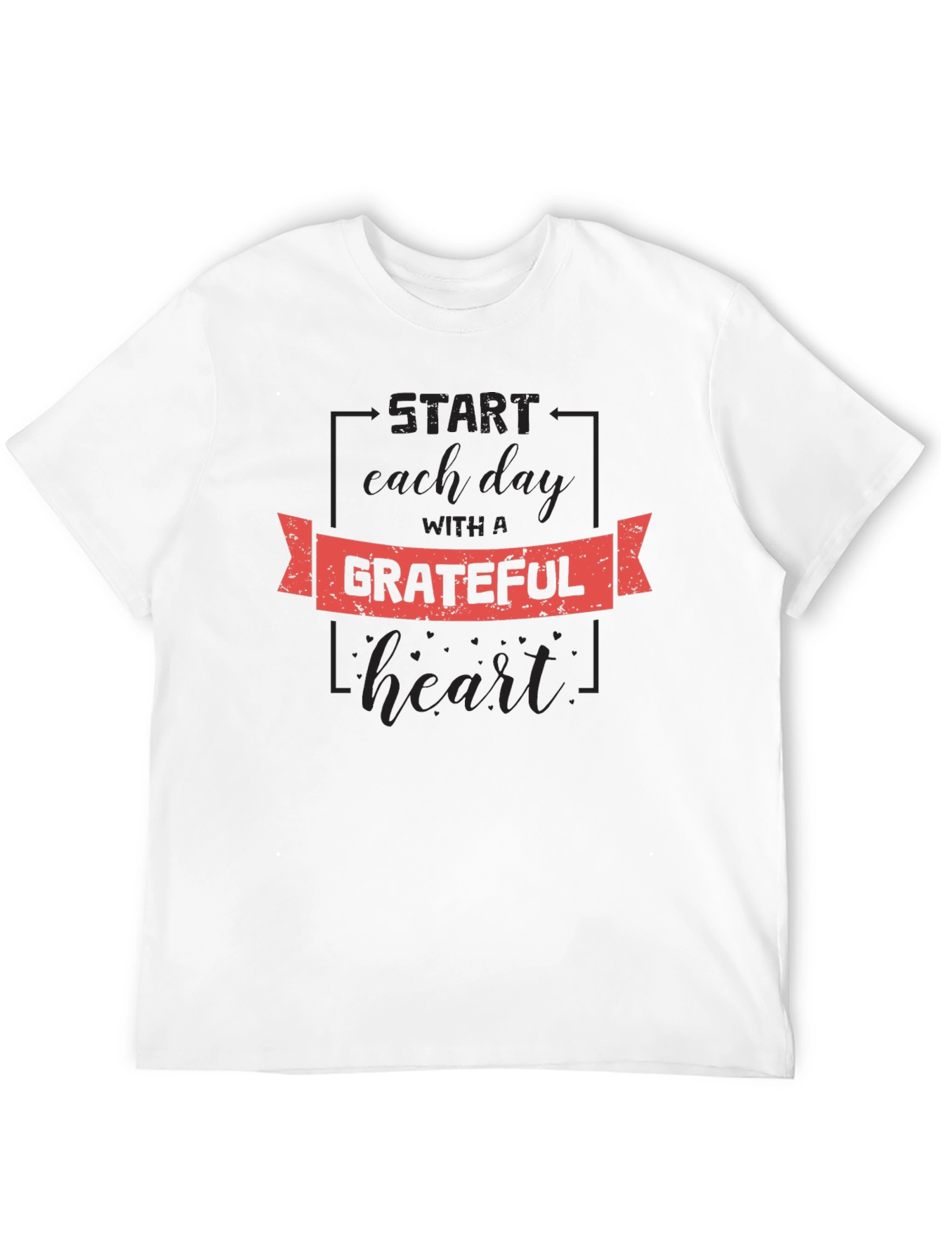 Grateful Heart Graphic Tee - Black Cotton T-Shirt