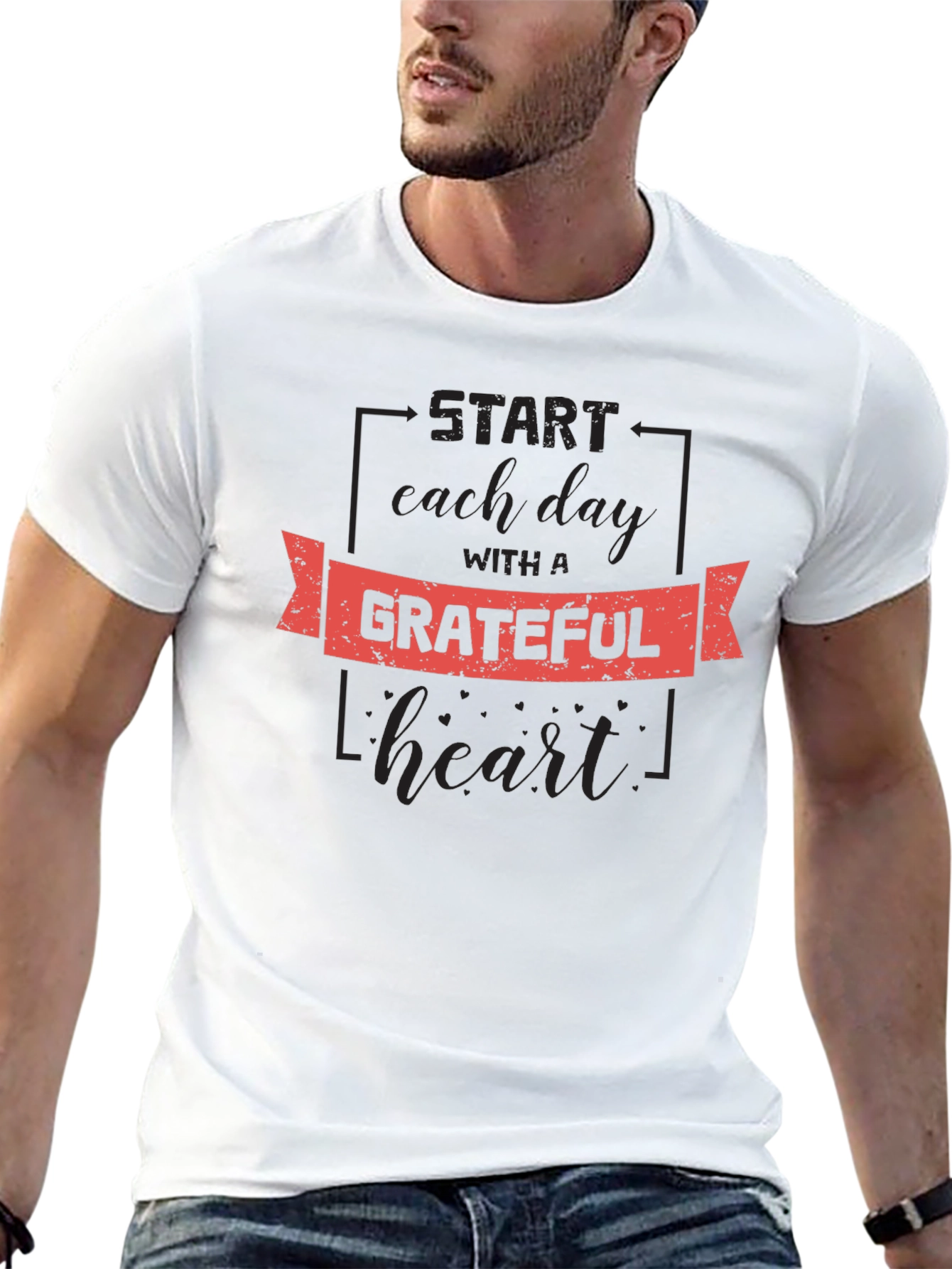 Grateful Heart Graphic Tee - Black Cotton T-Shirt