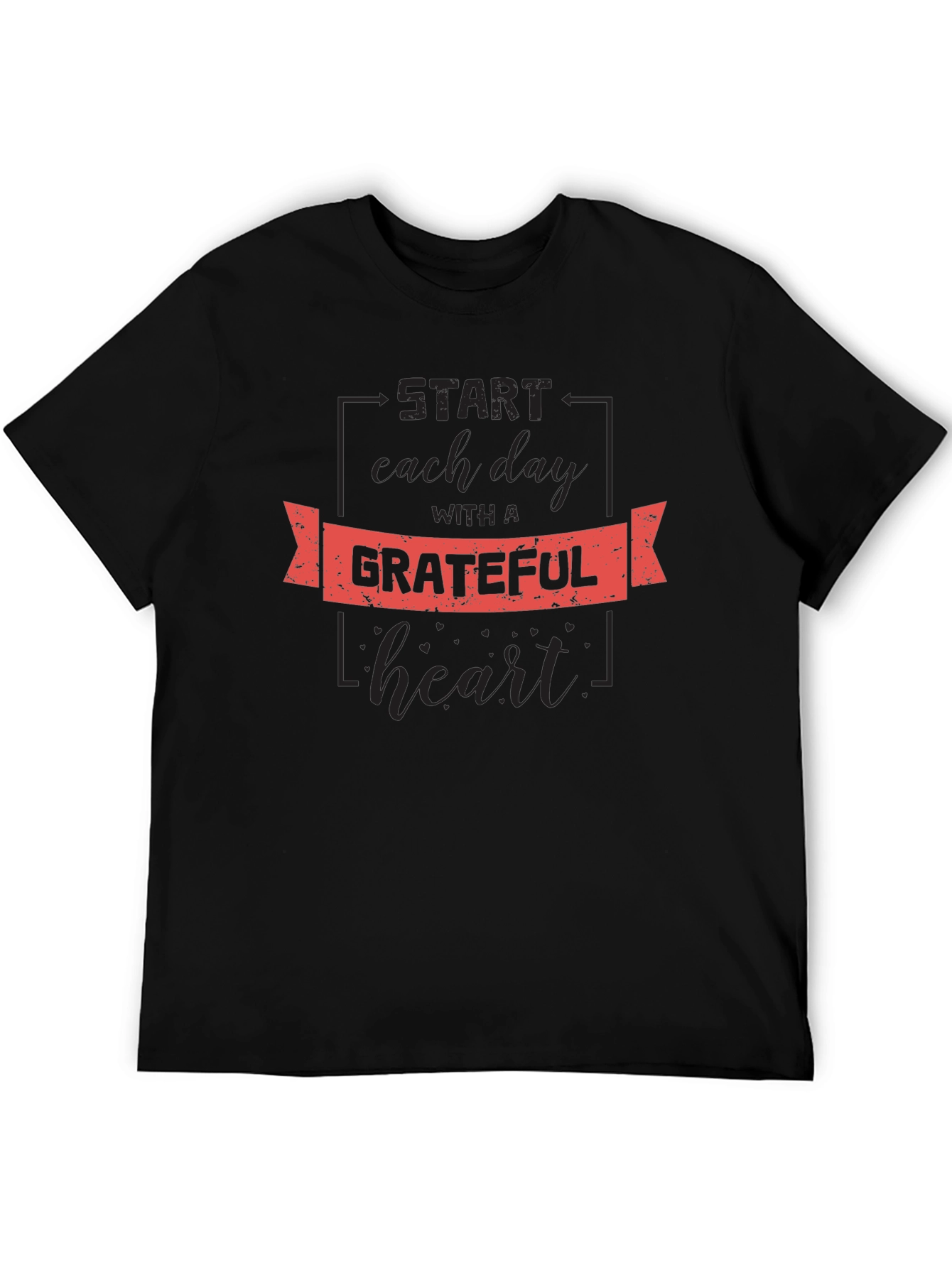 Grateful Heart Graphic Tee - Black Cotton T-Shirt