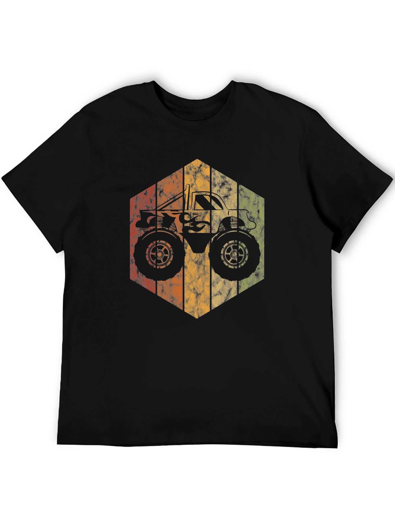 Retro Monster Truck Graphic Tee - Black Cotton Blend