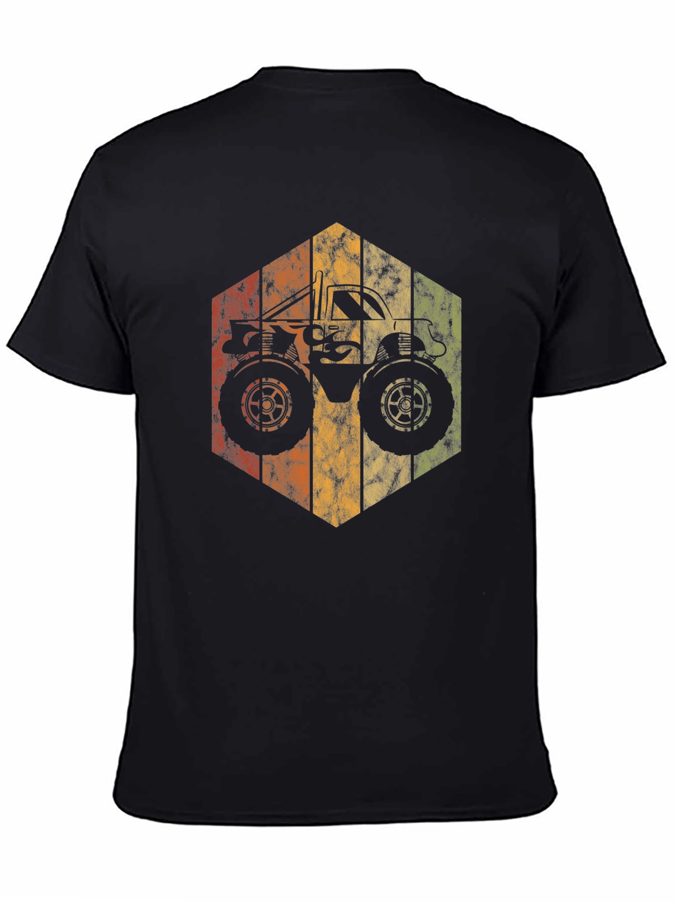 Retro Monster Truck Graphic Tee - Black Cotton Blend