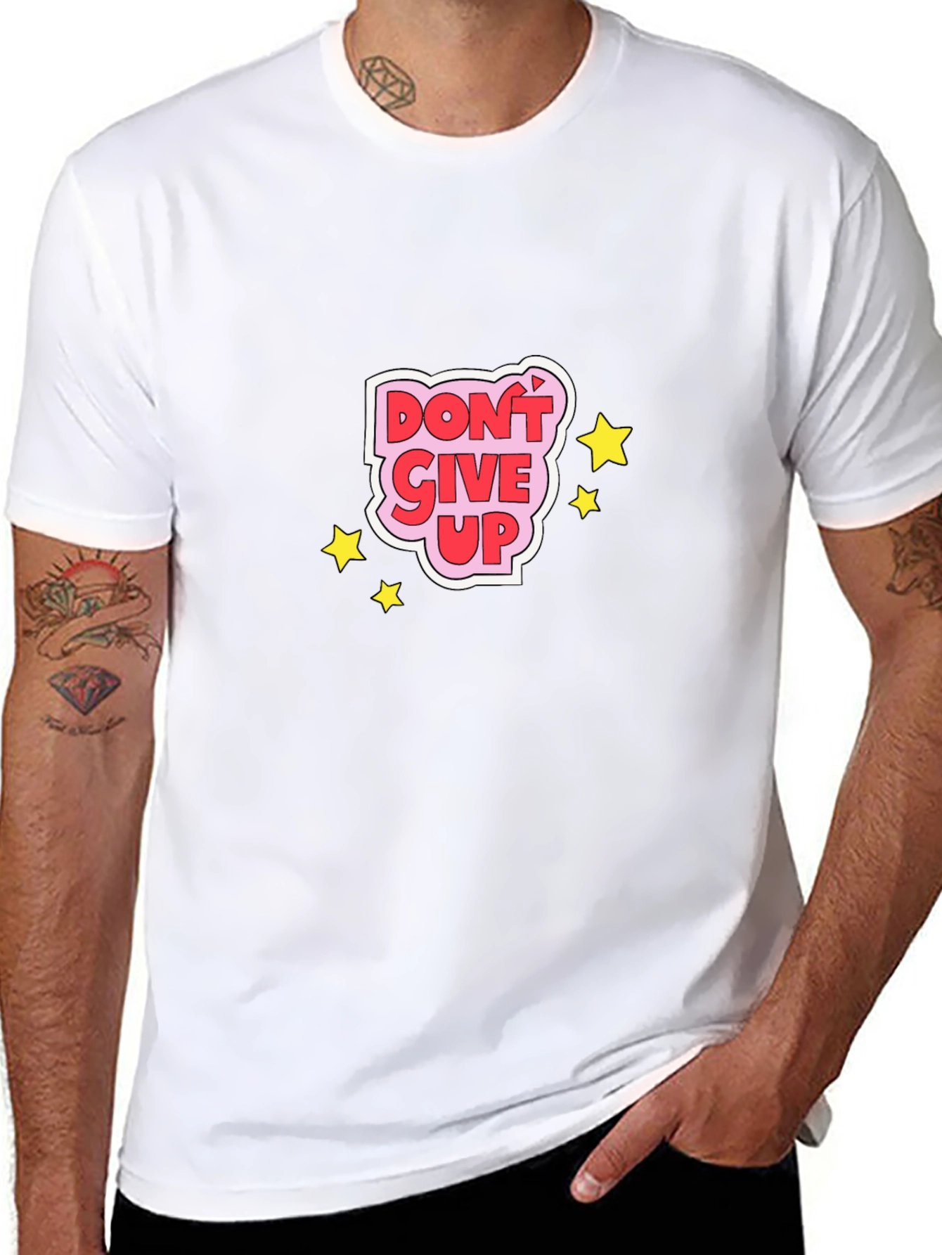 Dont Give Up Graphic Tee - Motivational Black T-Shirt