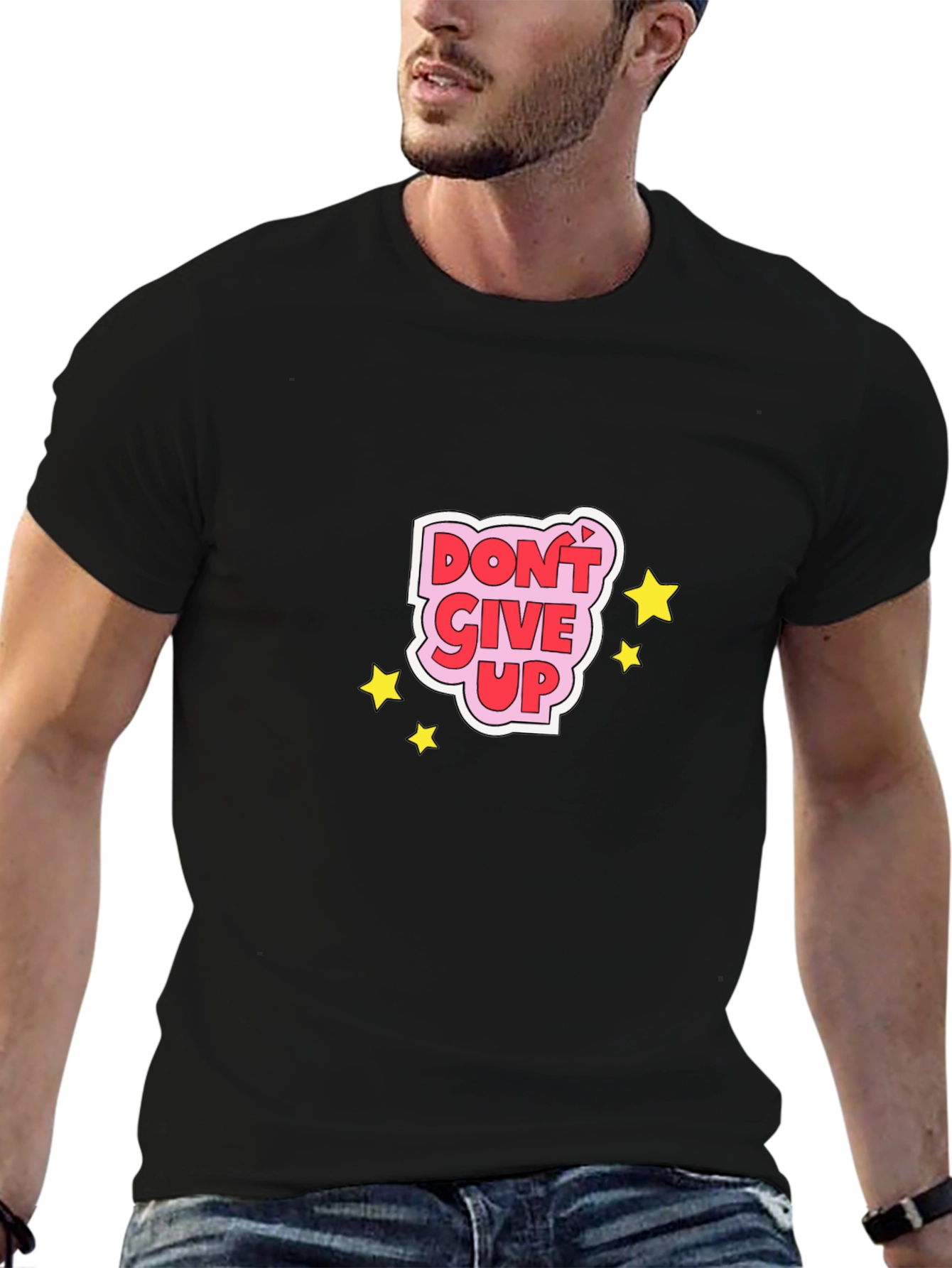 Dont Give Up Graphic Tee - Motivational Black T-Shirt
