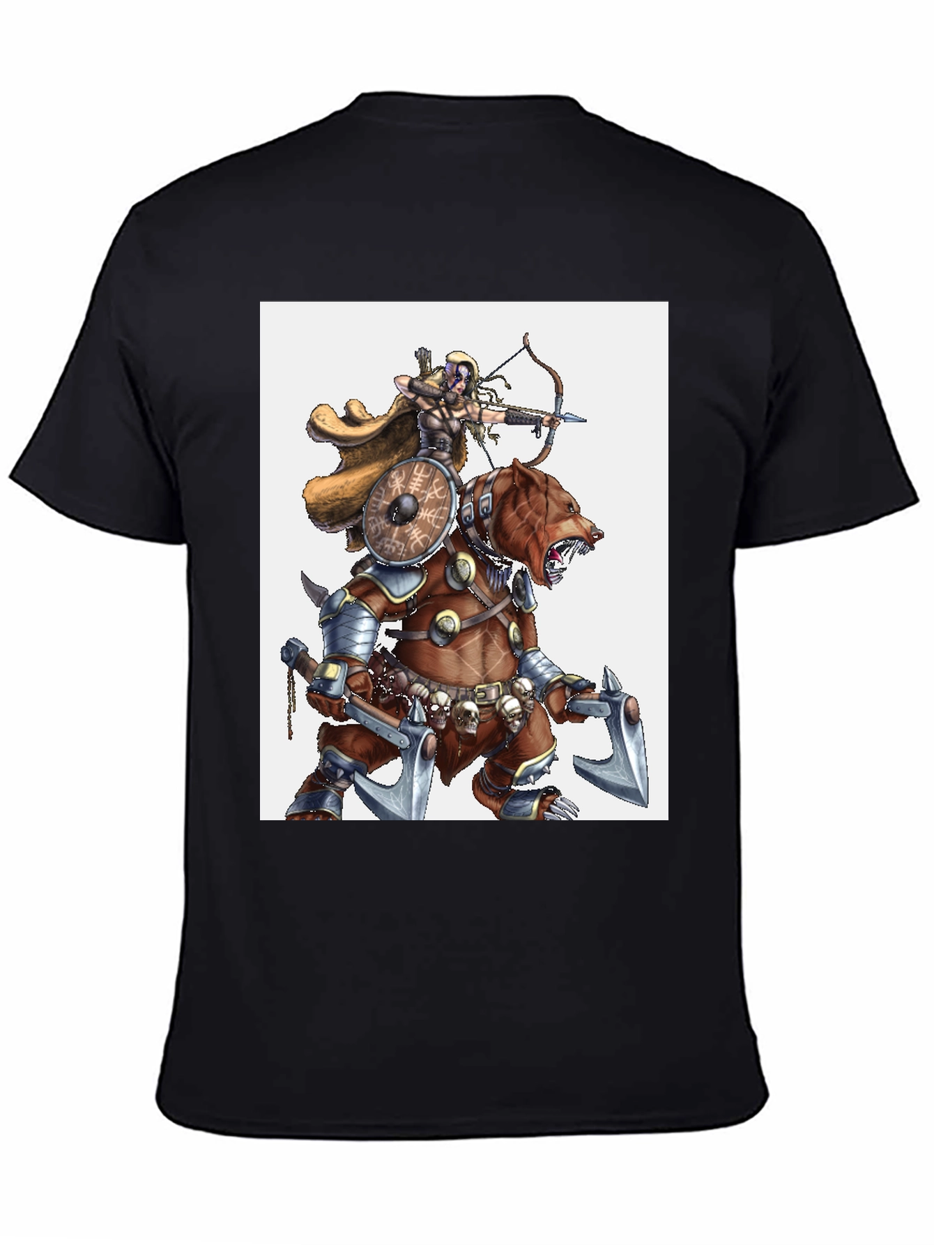 Warrior Bear Graphic Tee - Black Cotton T-Shirt