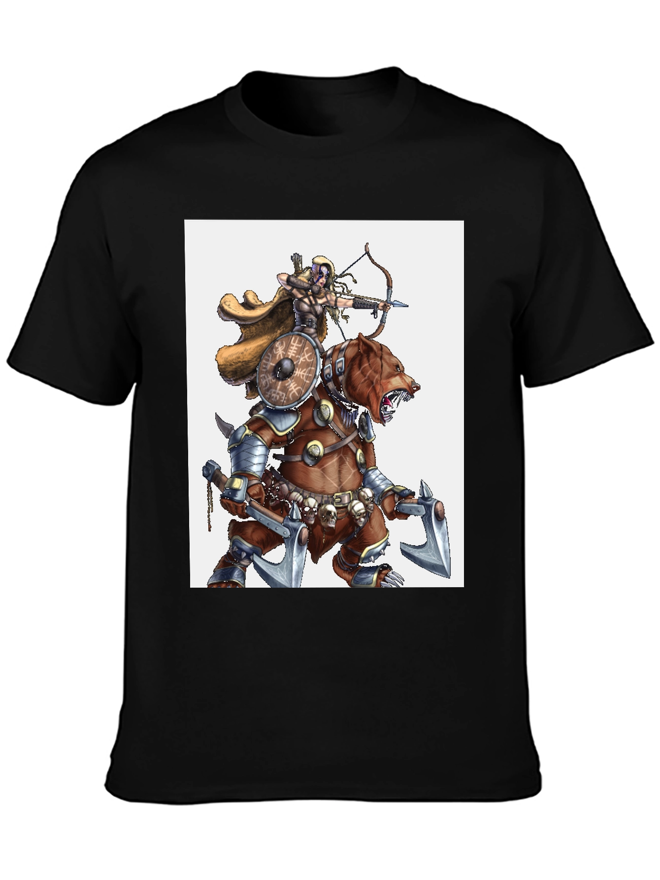 Warrior Bear Graphic Tee - Black Cotton T-Shirt