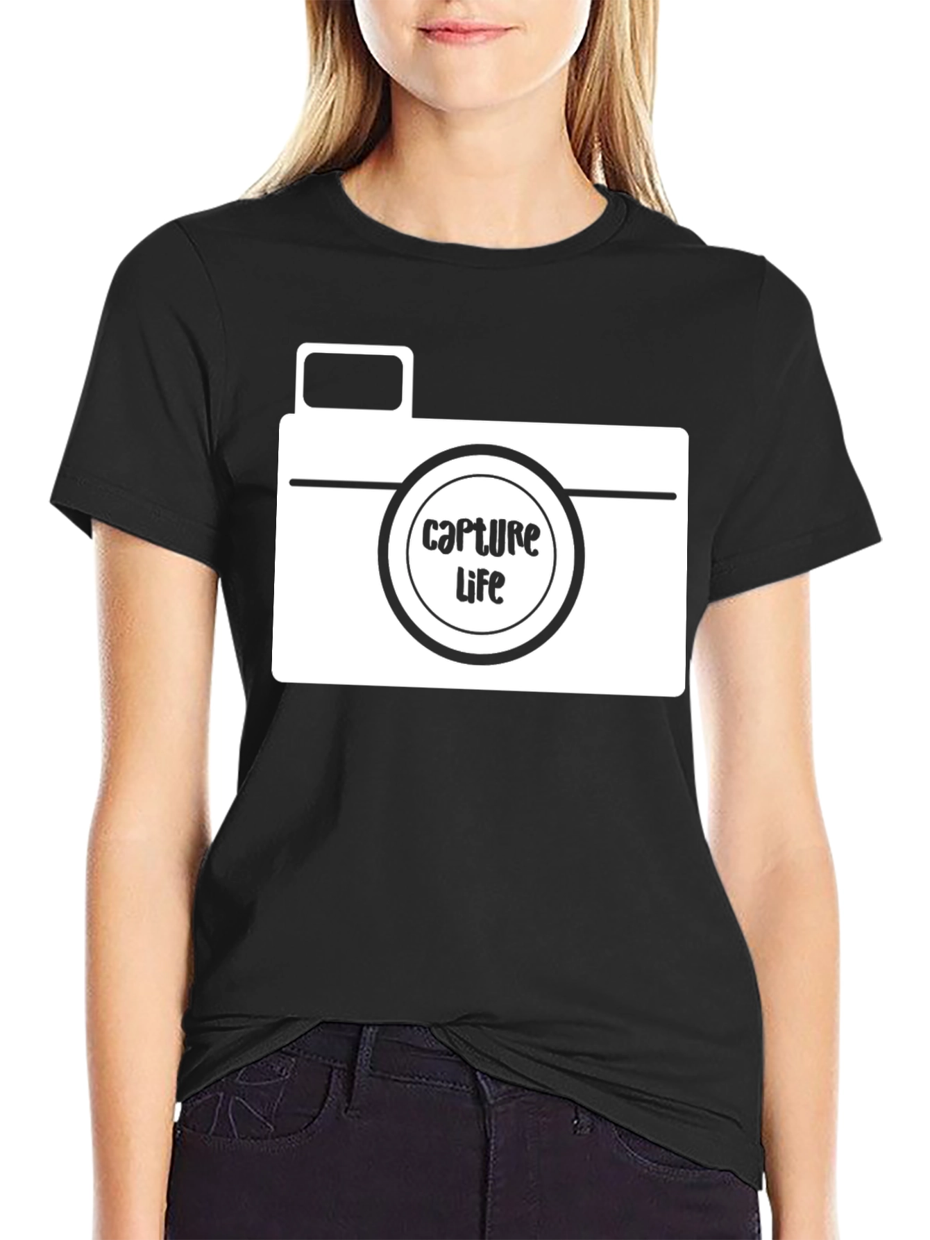 Capture Life Camera Graphic Tee - Black