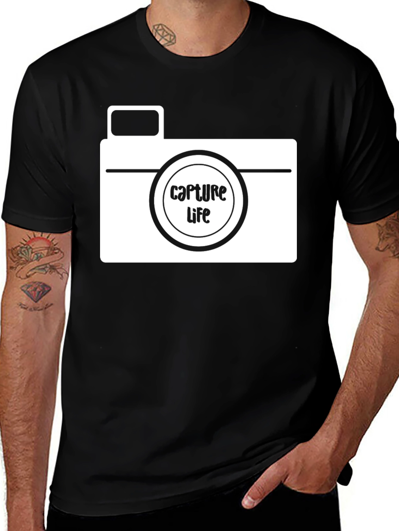 Capture Life Camera Graphic Tee - Black