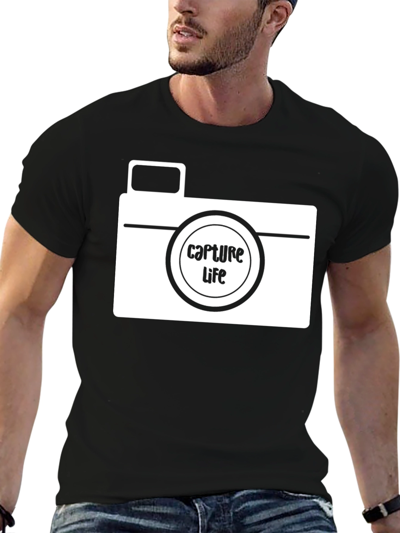 Capture Life Camera Graphic Tee - Black