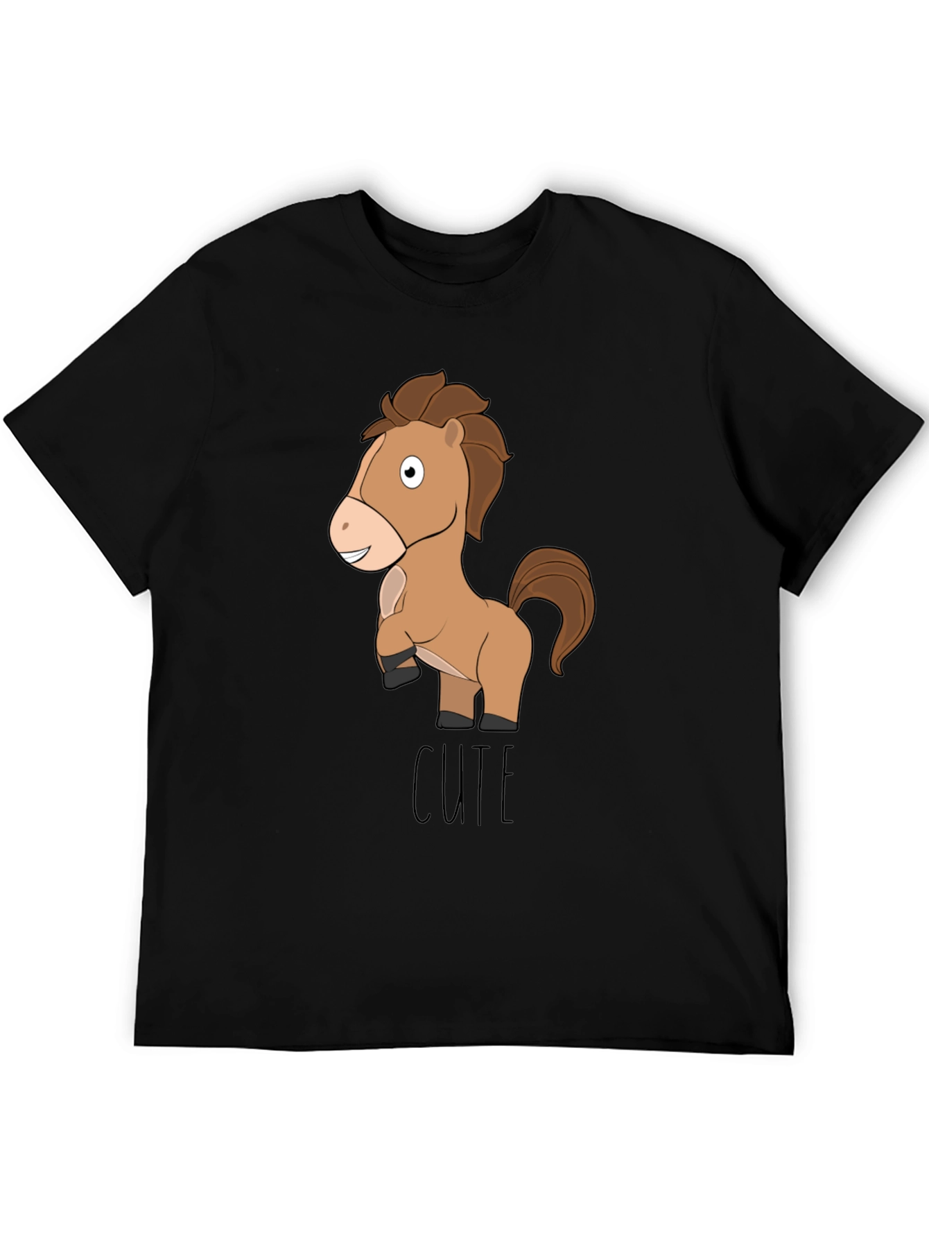 Cute Horse Graphic Tee - Unisex Black T-Shirt