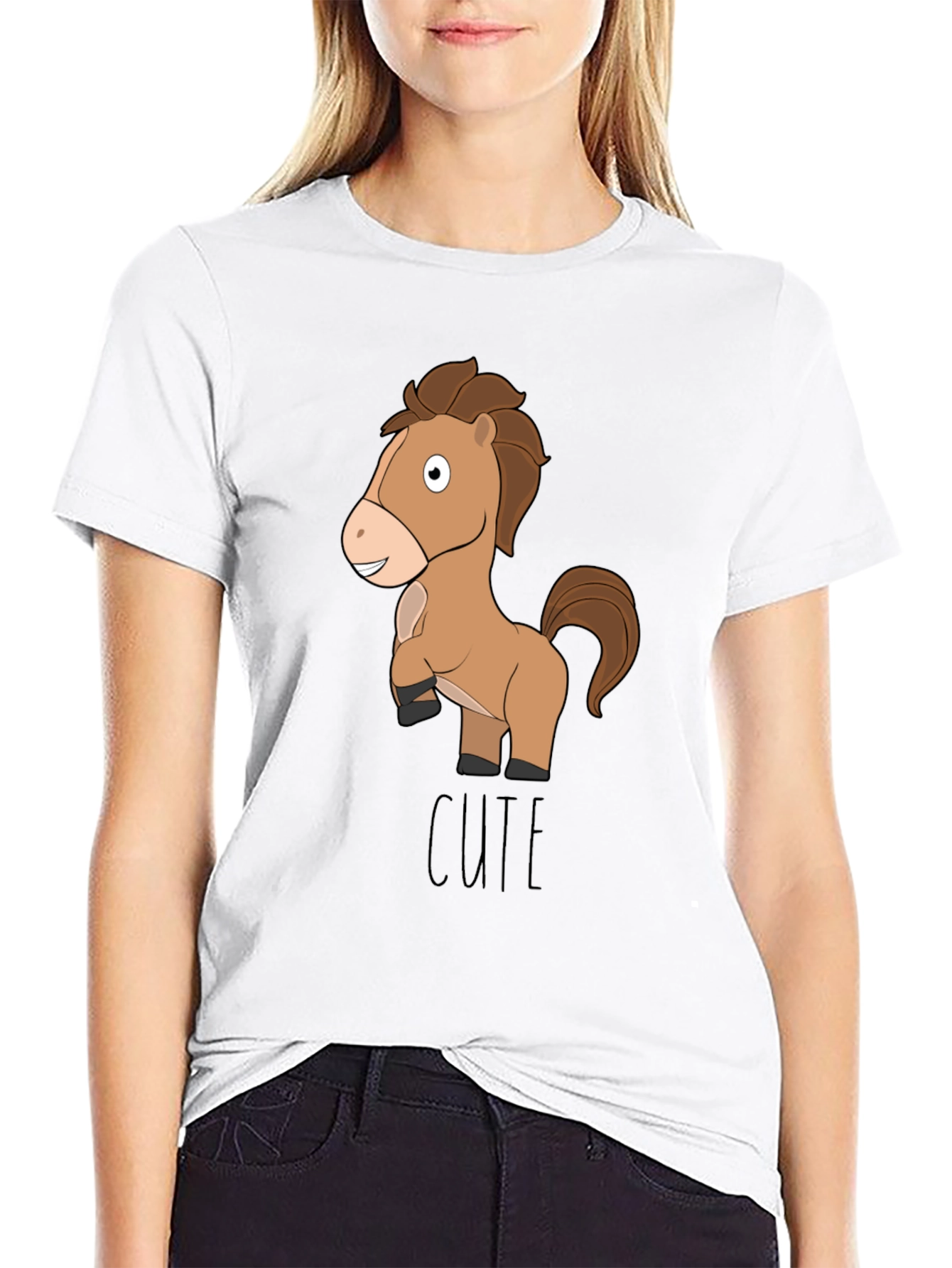 Cute Horse Graphic Tee - Unisex Black T-Shirt