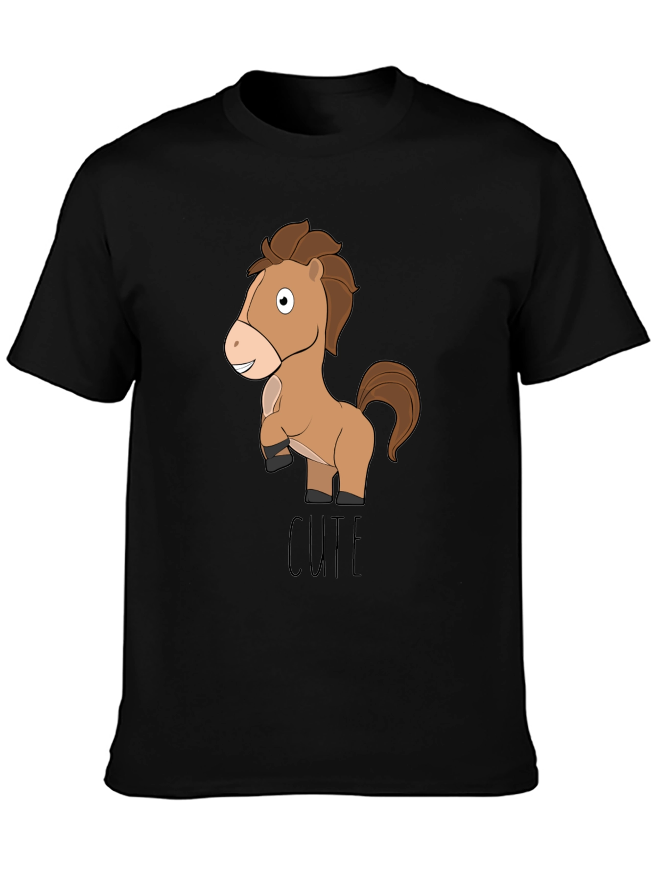 Cute Horse Graphic Tee - Unisex Black T-Shirt