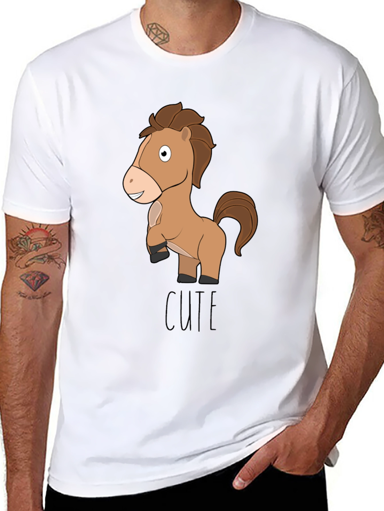 Cute Horse Graphic Tee - Unisex Black T-Shirt