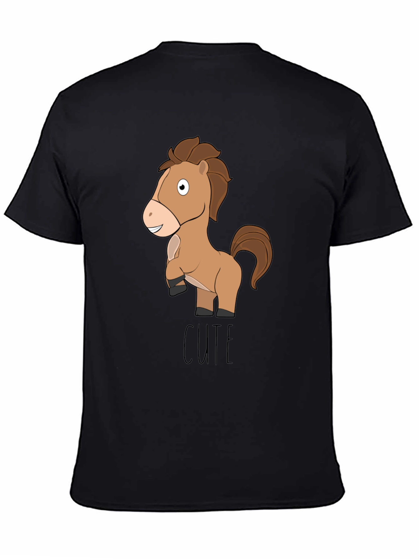 Cute Horse Graphic Tee - Unisex Black T-Shirt