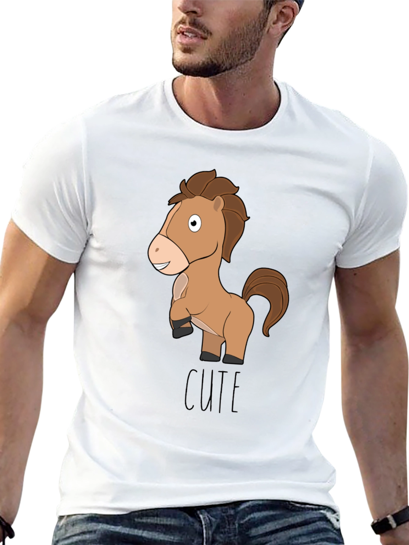 Cute Horse Graphic Tee - Unisex Black T-Shirt