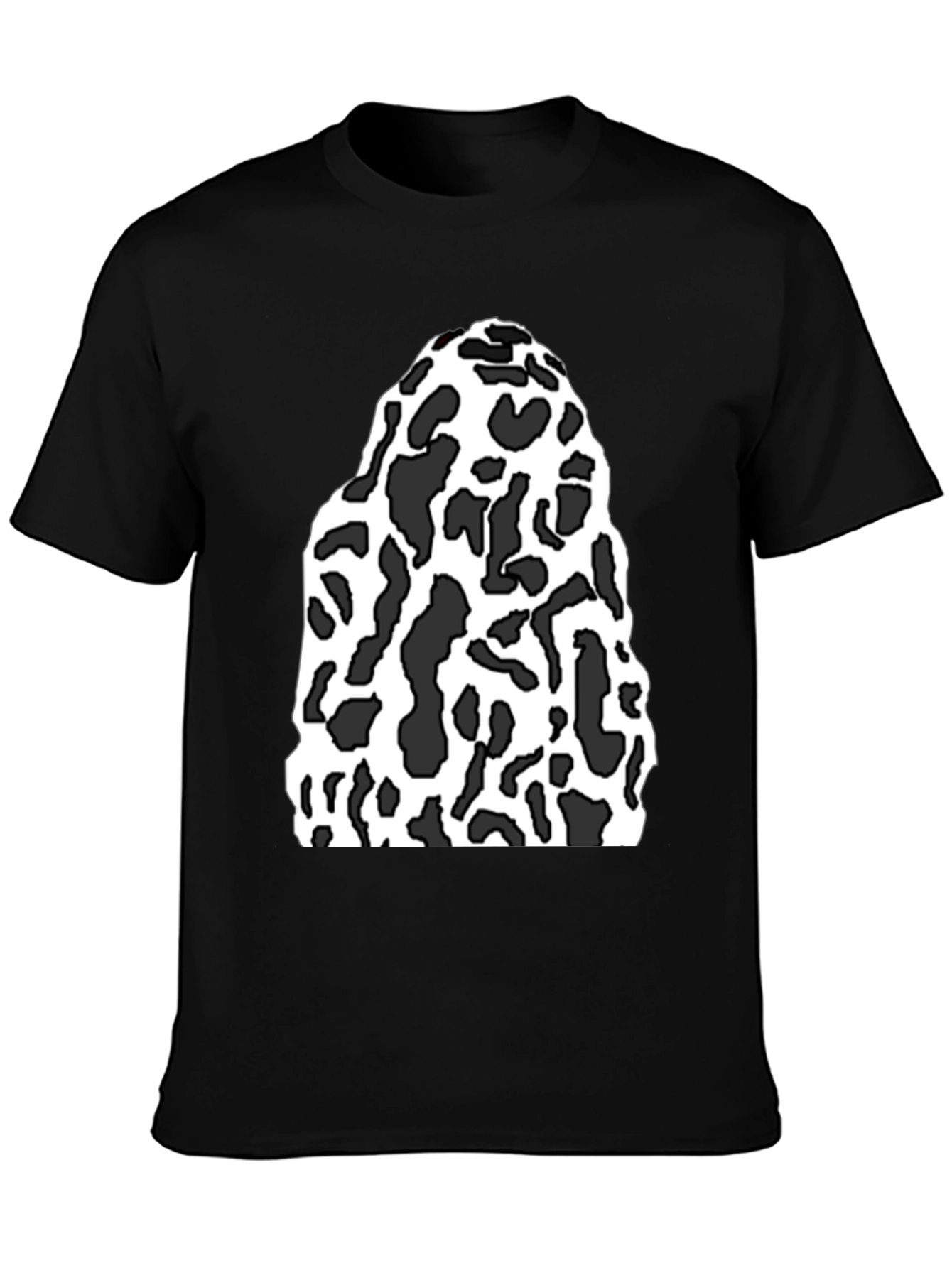 Black Tee with Abstract Cow Print