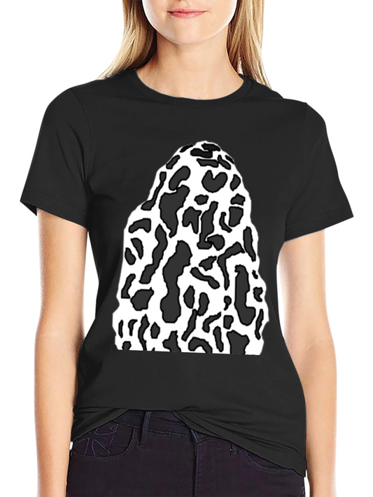 Black Tee with Abstract Cow Print