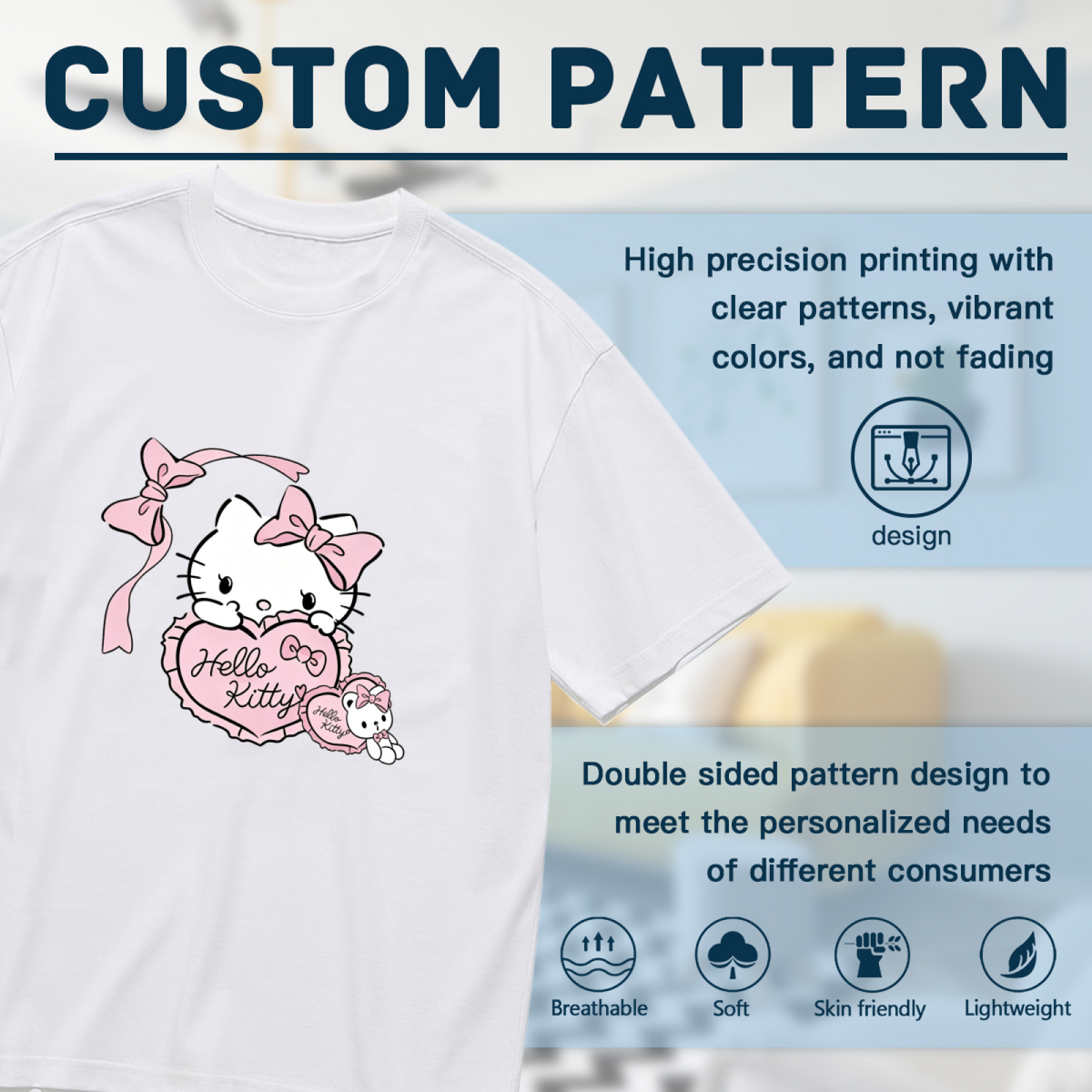 Sweet Heart?Shaped Bow Hello Kitty Girly Plus?Size Women Tee