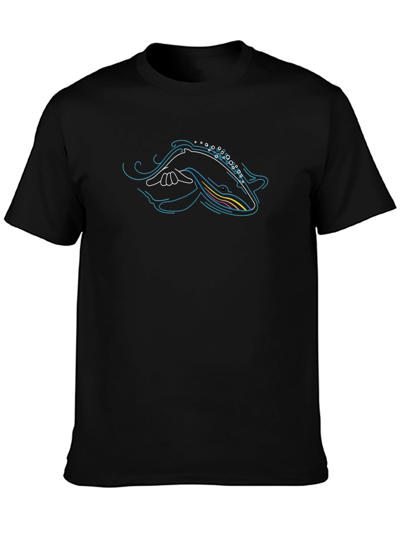 Whale Graphic Tee - Black Casual T-Shirt