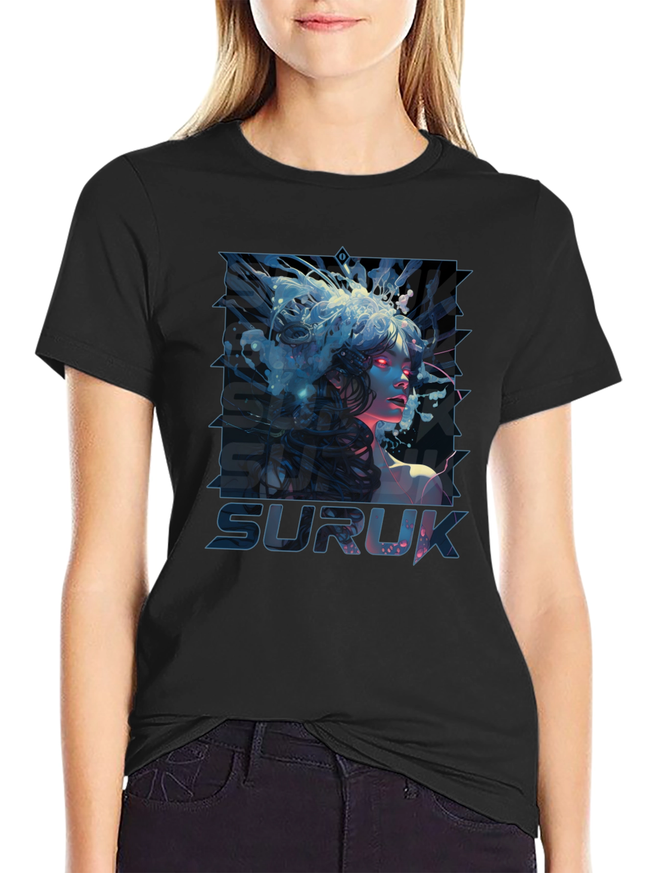 Suruk Graphic Print Black T-Shirt