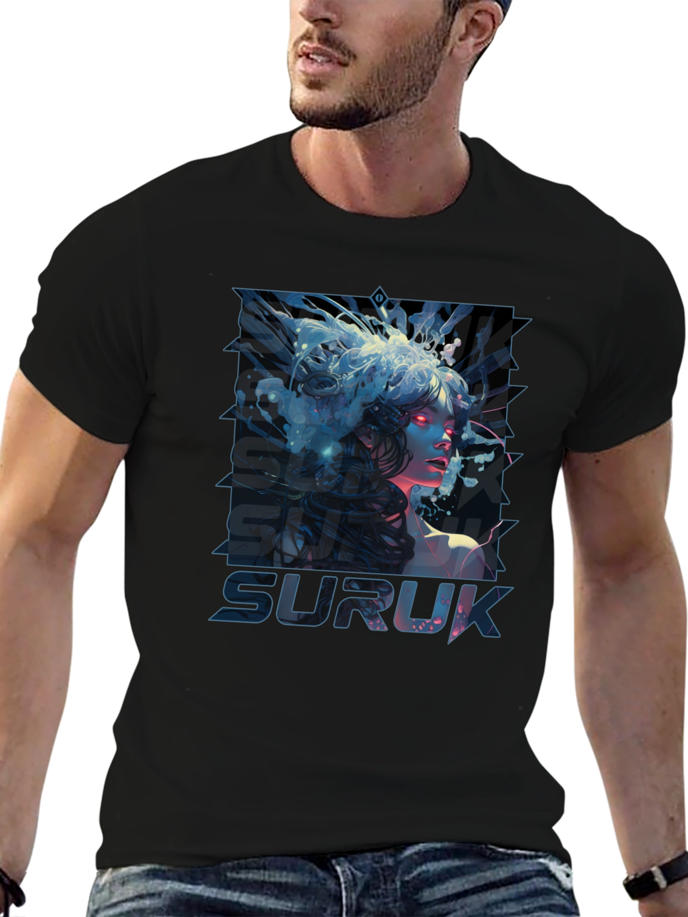 Suruk Graphic Print Black T-Shirt
