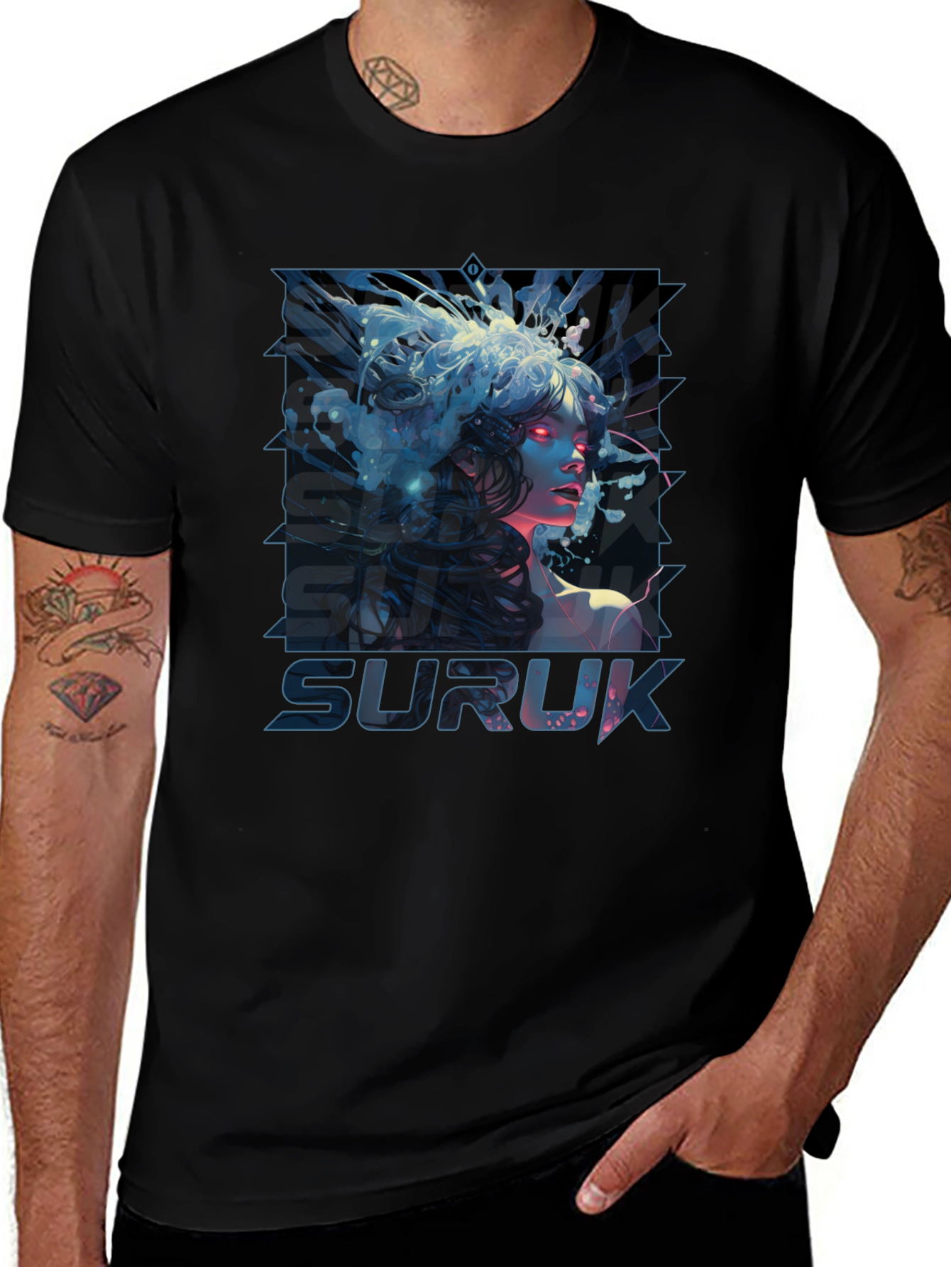 Suruk Graphic Print Black T-Shirt