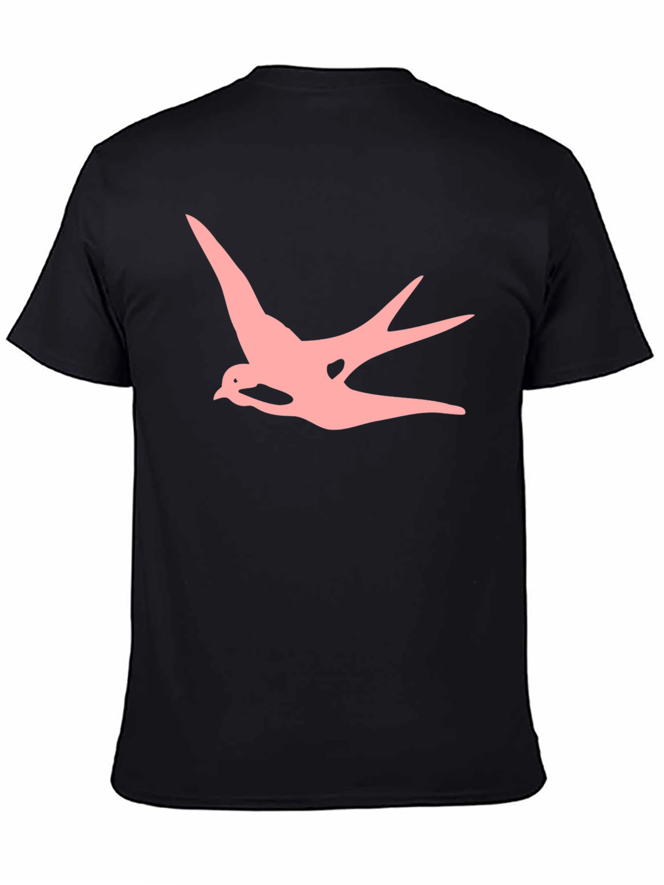 Mens Black T-shirt with Pink Swallow Graphic