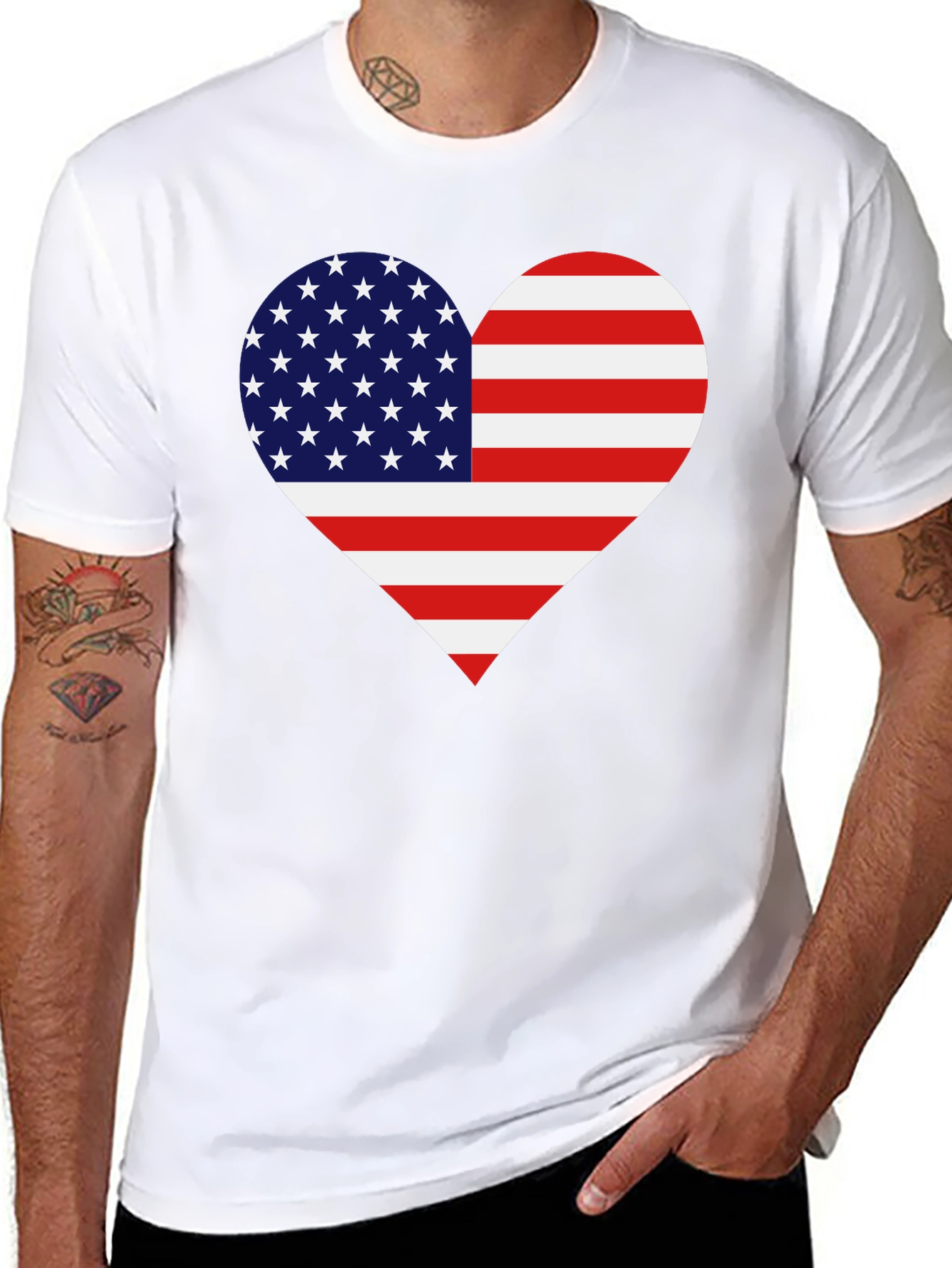 Patriotic American Flag Heart Graphic T-Shirt