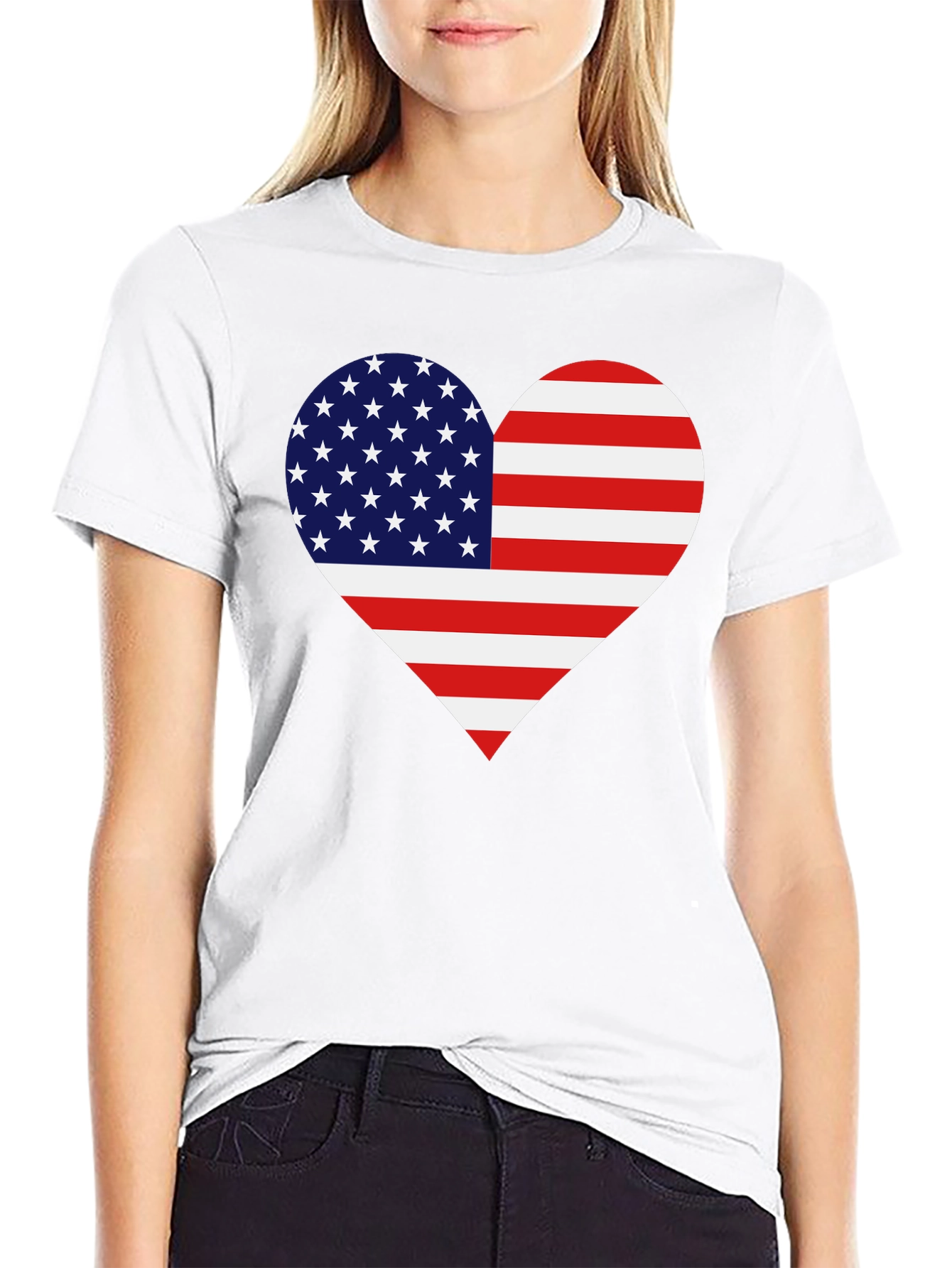 Patriotic American Flag Heart Graphic T-Shirt