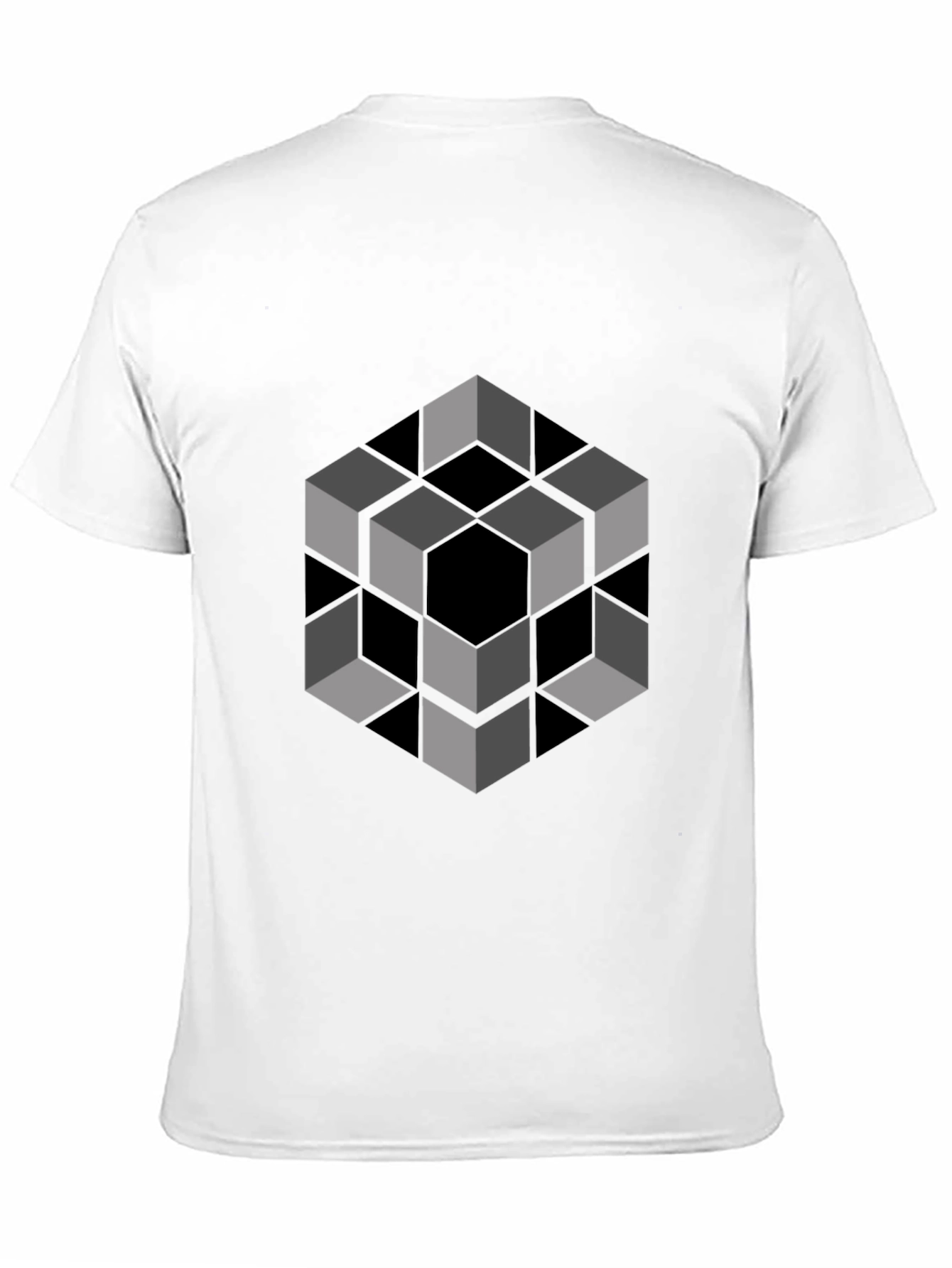 Optical Illusion Cube Graphic Tee - Modern Black Shirt