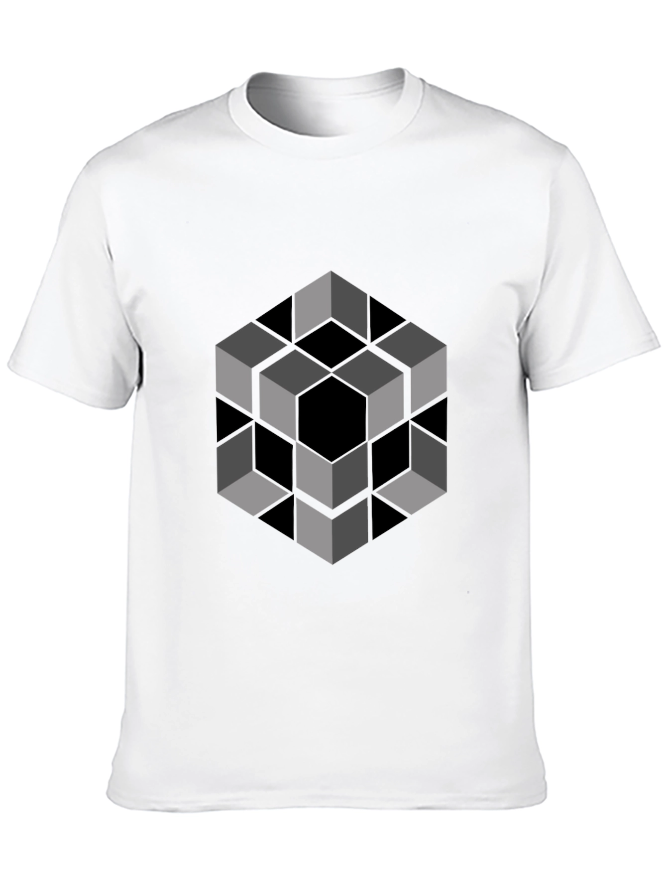 Optical Illusion Cube Graphic Tee - Modern Black Shirt