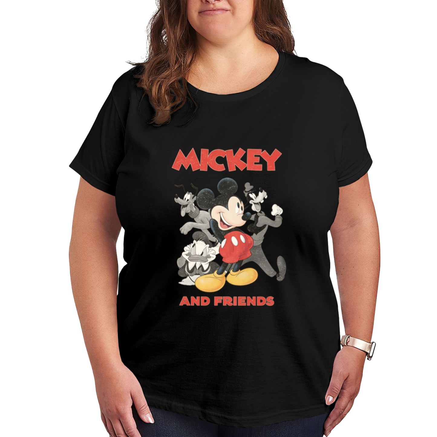 Classic Mickey & Friends Retro Vintage Plus Size Women Casual T?Shirt
