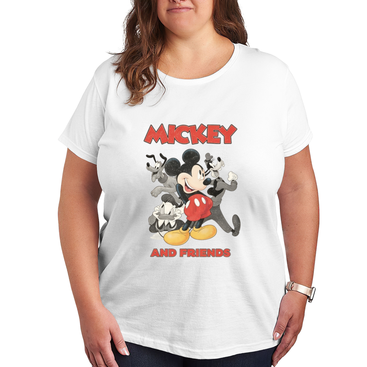 Classic Mickey & Friends Retro Vintage Plus Size Women Casual T?Shirt