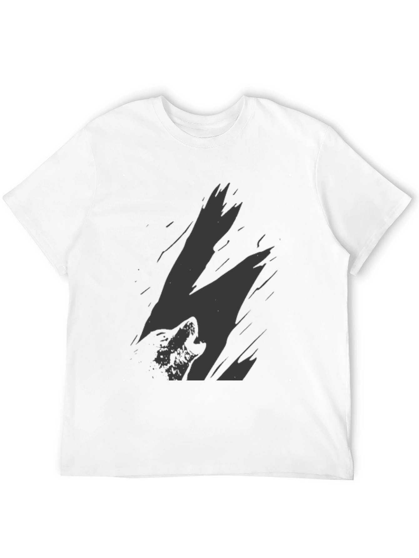 Mens Black Wolf Graphic Print T-Shirt