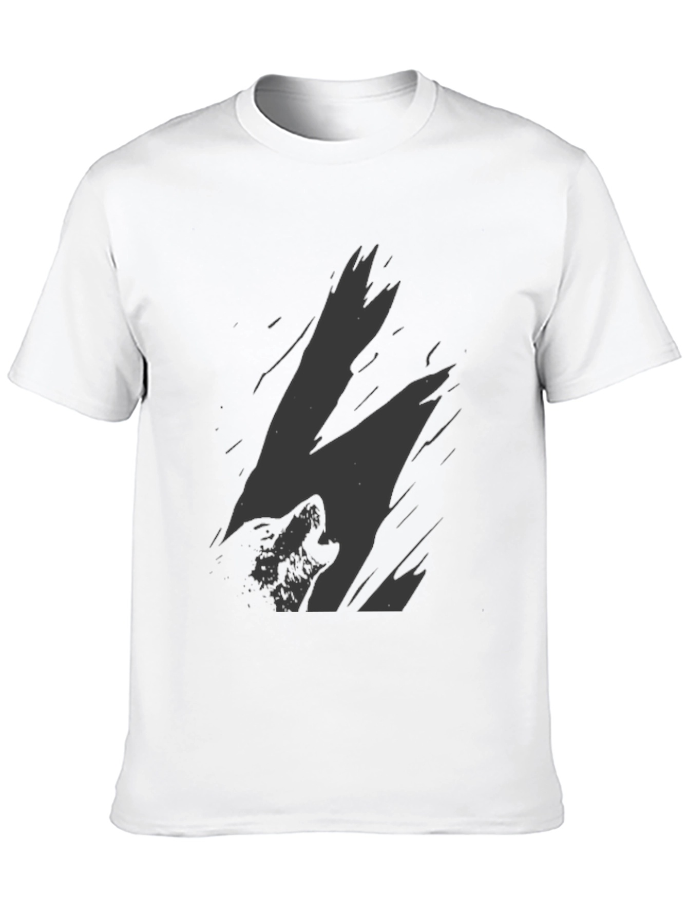 Mens Black Wolf Graphic Print T-Shirt