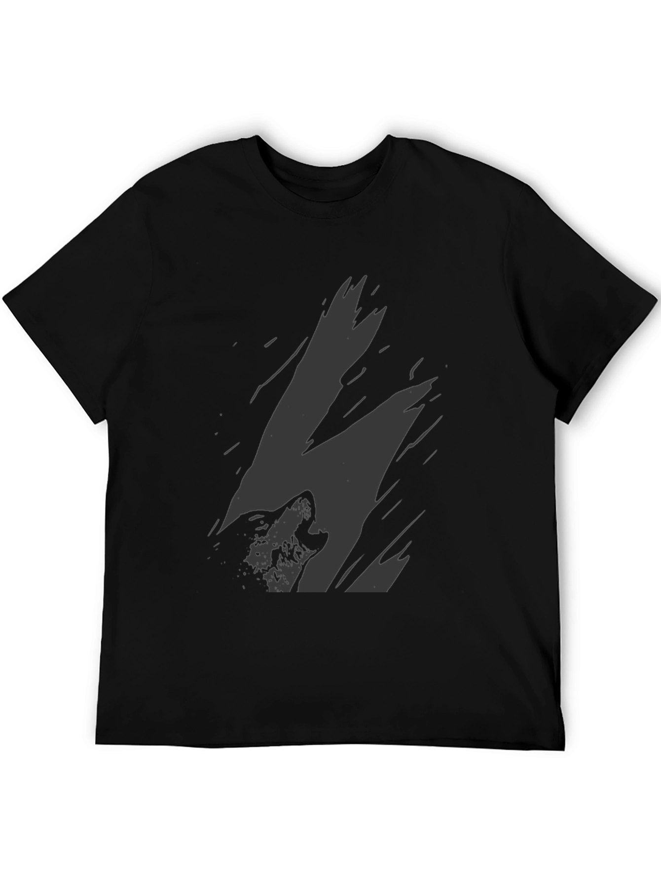 Mens Black Wolf Graphic Print T-Shirt