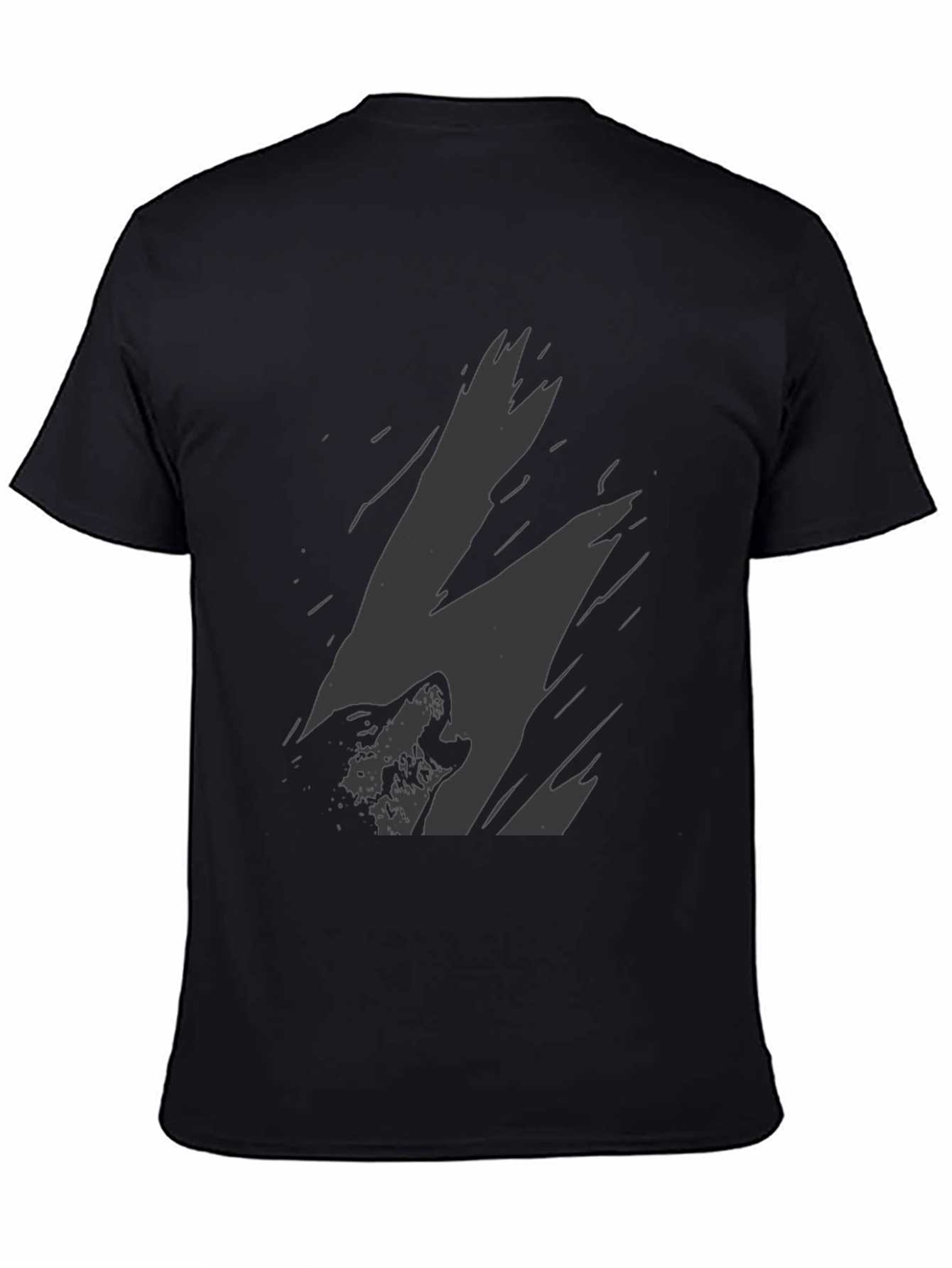 Mens Black Wolf Graphic Print T-Shirt