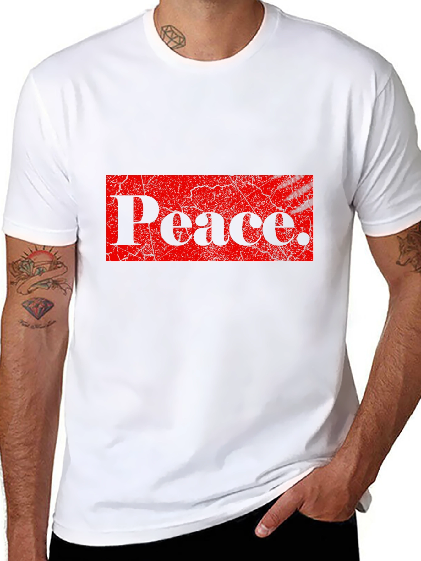 Peace Graphic Print Black T-Shirt