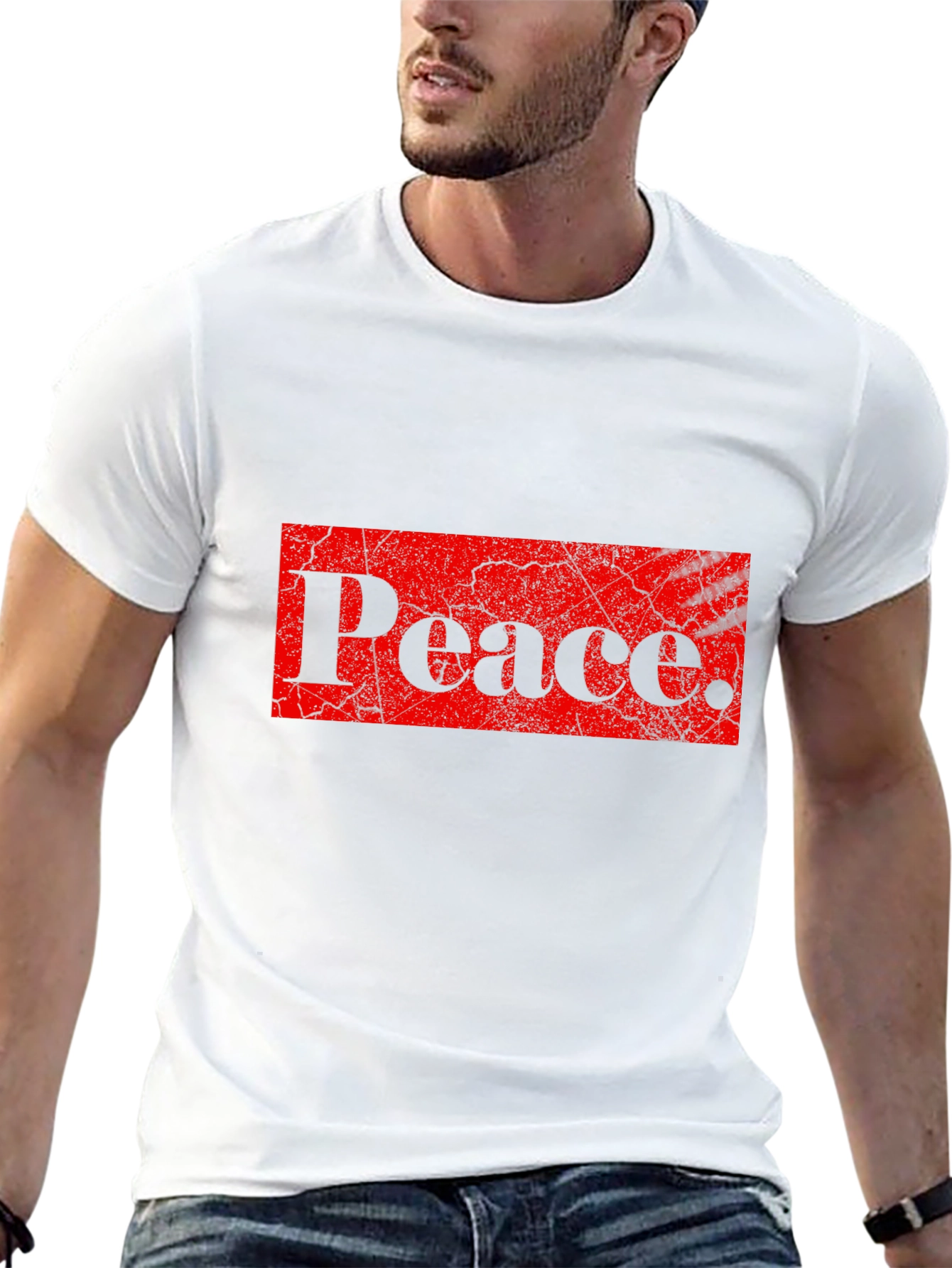 Peace Graphic Print Black T-Shirt