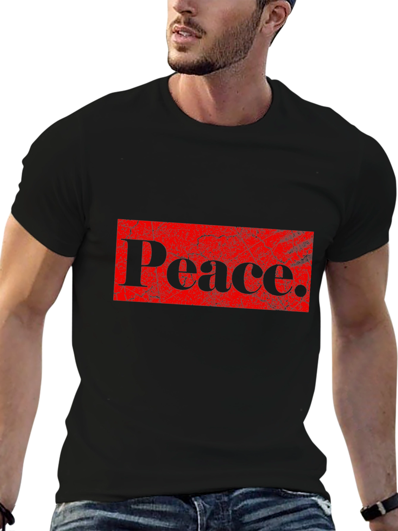 Peace Graphic Print Black T-Shirt