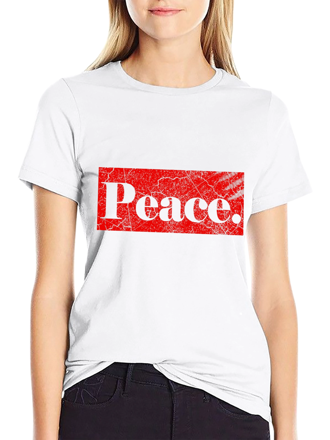 Peace Graphic Print Black T-Shirt