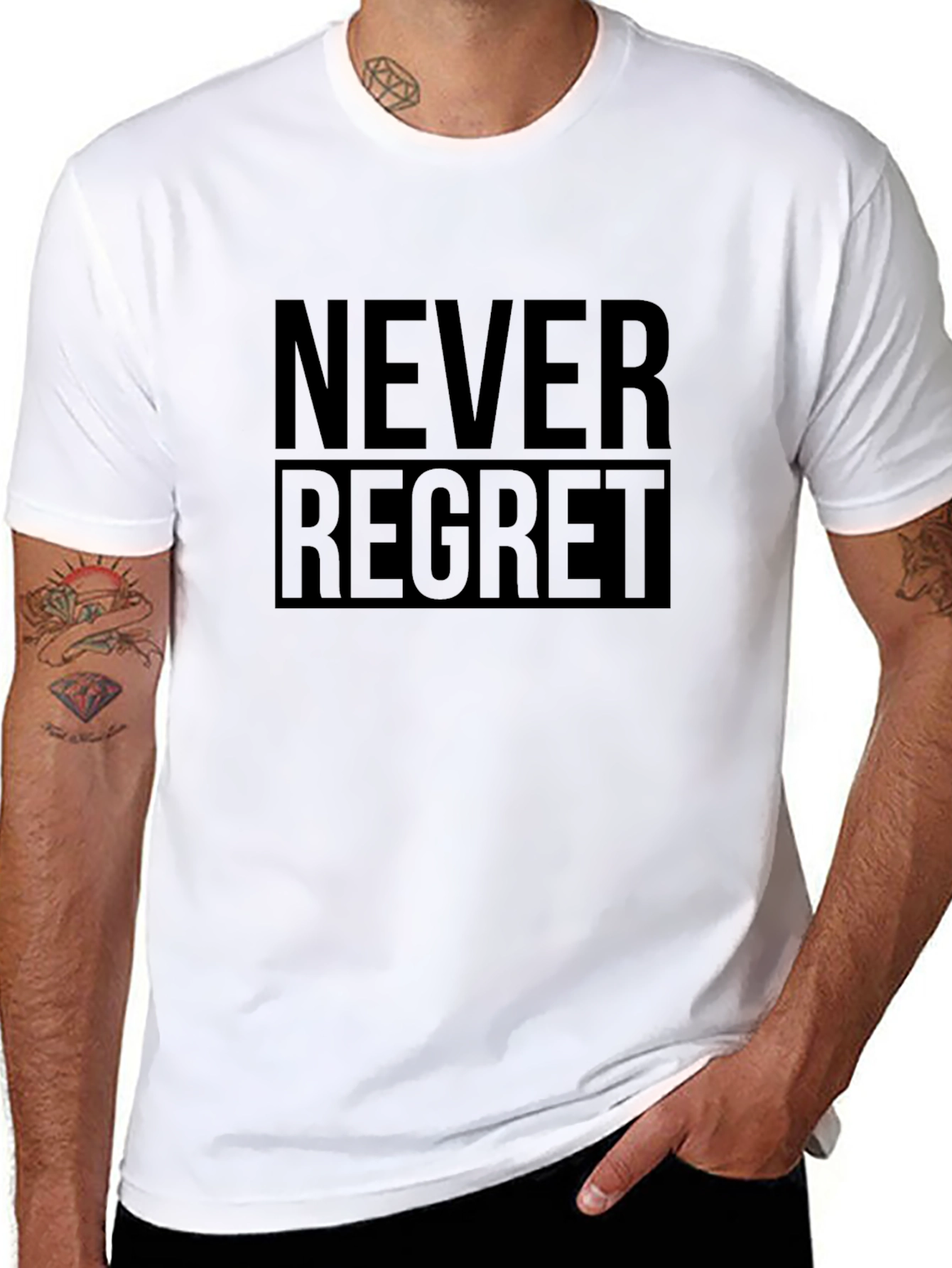 Never Regret Black T-Shirt - Inspiring Graphic Tee