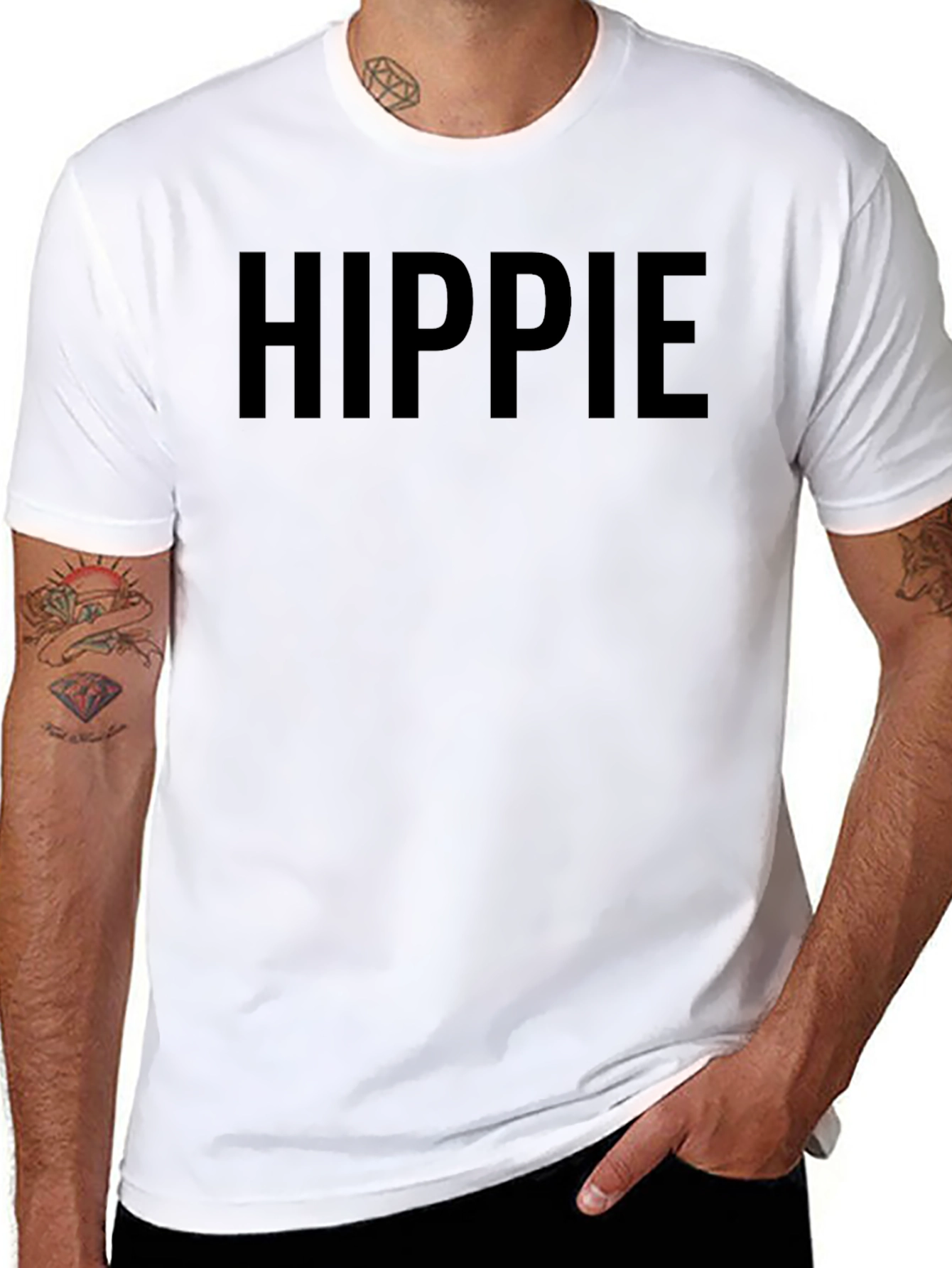 Hippie Graphic Tee - Classic Black Cotton T-Shirt