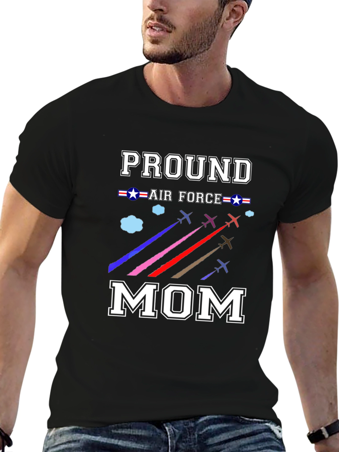 Proud Air Force Mom Black T-Shirt